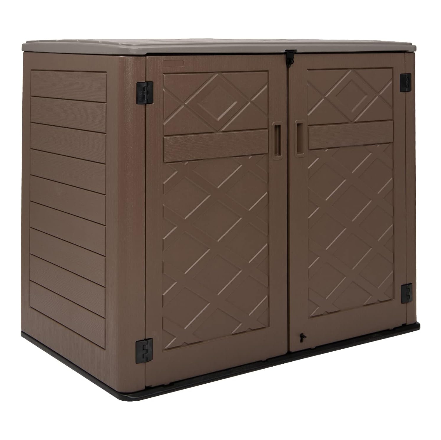 Horti Cubic 38 Cu. Ft. Horizontal Outdoor Storage Sheds with Lid, HDPE Resin Patio Storage Cabinet with Shelf Support and Lockable Doors for Patio