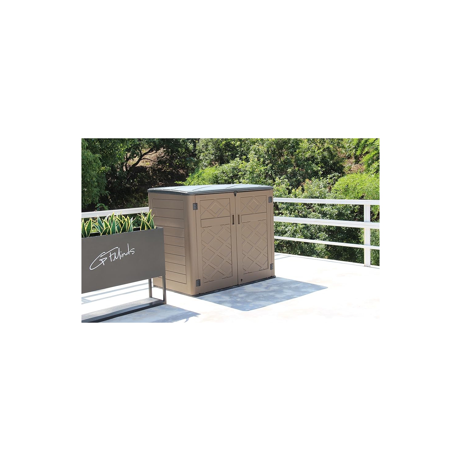 Horti Cubic 38 Cu. Ft. Horizontal Outdoor Storage Sheds with Lid, HDPE Resin Patio Storage Cabinet with Shelf Support and Lockable Doors for Patio