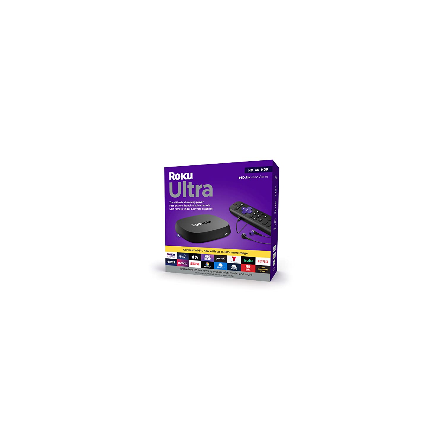 Ultra | Streaming Device HD/4K/HDR/Dolby Vision with Dolby Atmos, Bluetooth Streaming, and Voice Remote with Headphone Jack and Personal Shortcuts, includes Premium HDMI Cable