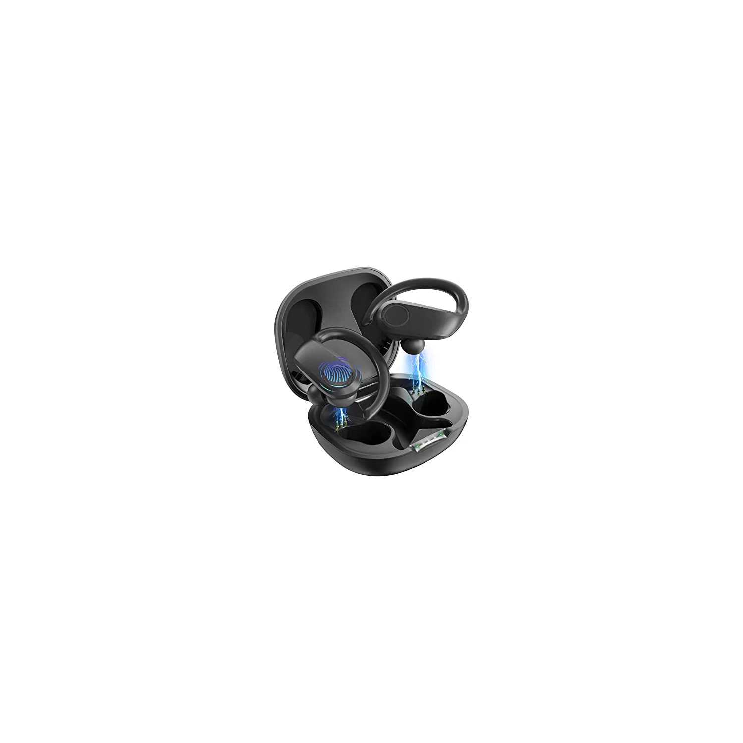 Wireless Earbud, Bluetoth 5.0 Headphones with CVC 8.0 Noise Cancelling, Deep Stereo Bass, Built in Mic and 48H Playtime, Sports Earhooks Running Earphones with IPX7 Waterproof for
