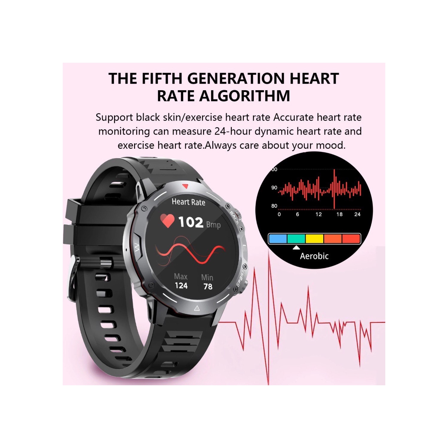 TUTT H9 Men Outdoor Sport Smart Watch with Speaker Activity Fitness Tracker SmartWatch Health Stress & Sleep Monitoring | 128 Memory | AI Voice IP67