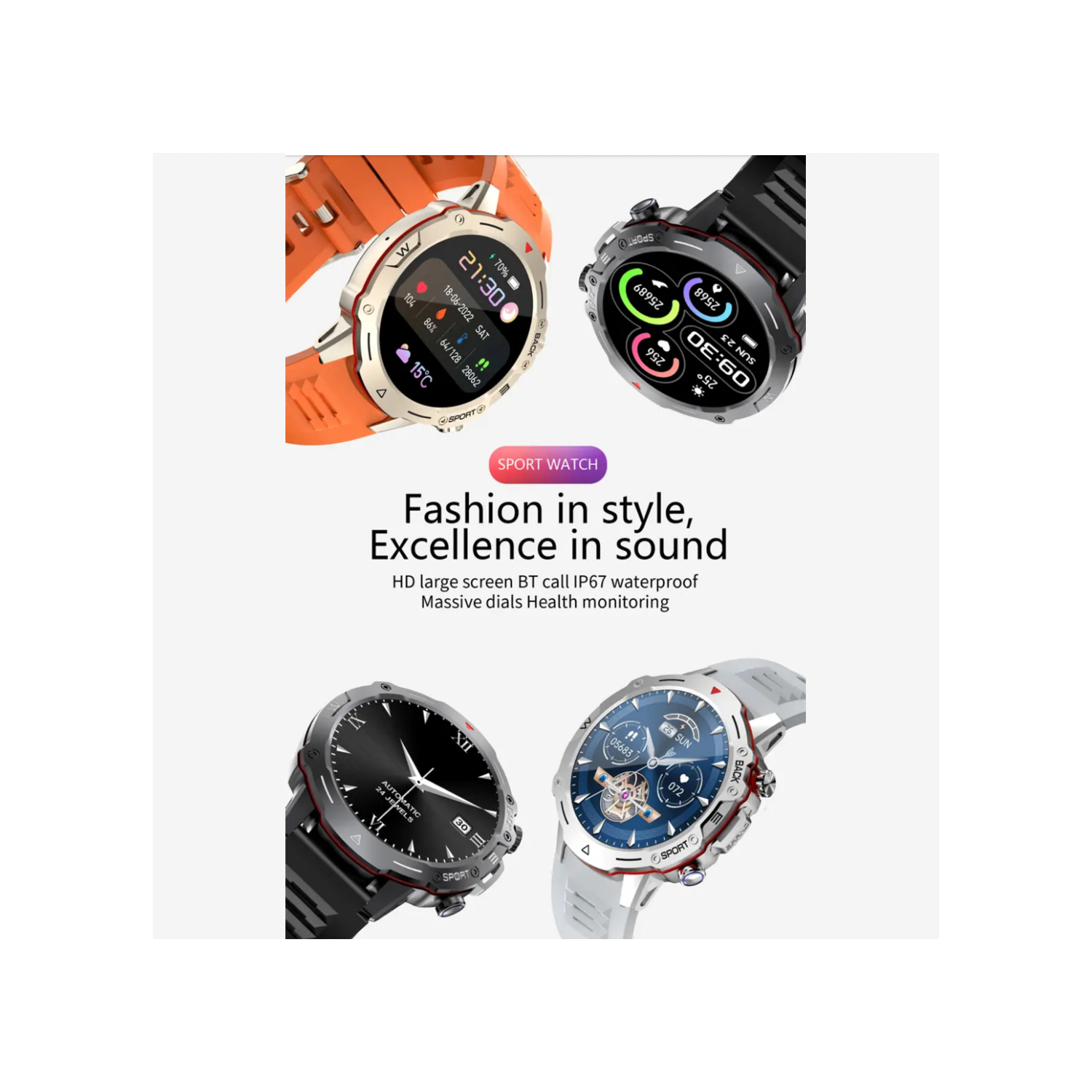 TUTT H9 Men Outdoor Sport Smart Watch with Speaker Activity Fitness Tracker SmartWatch Health Stress & Sleep Monitoring | 128 Memory | AI Voice IP67