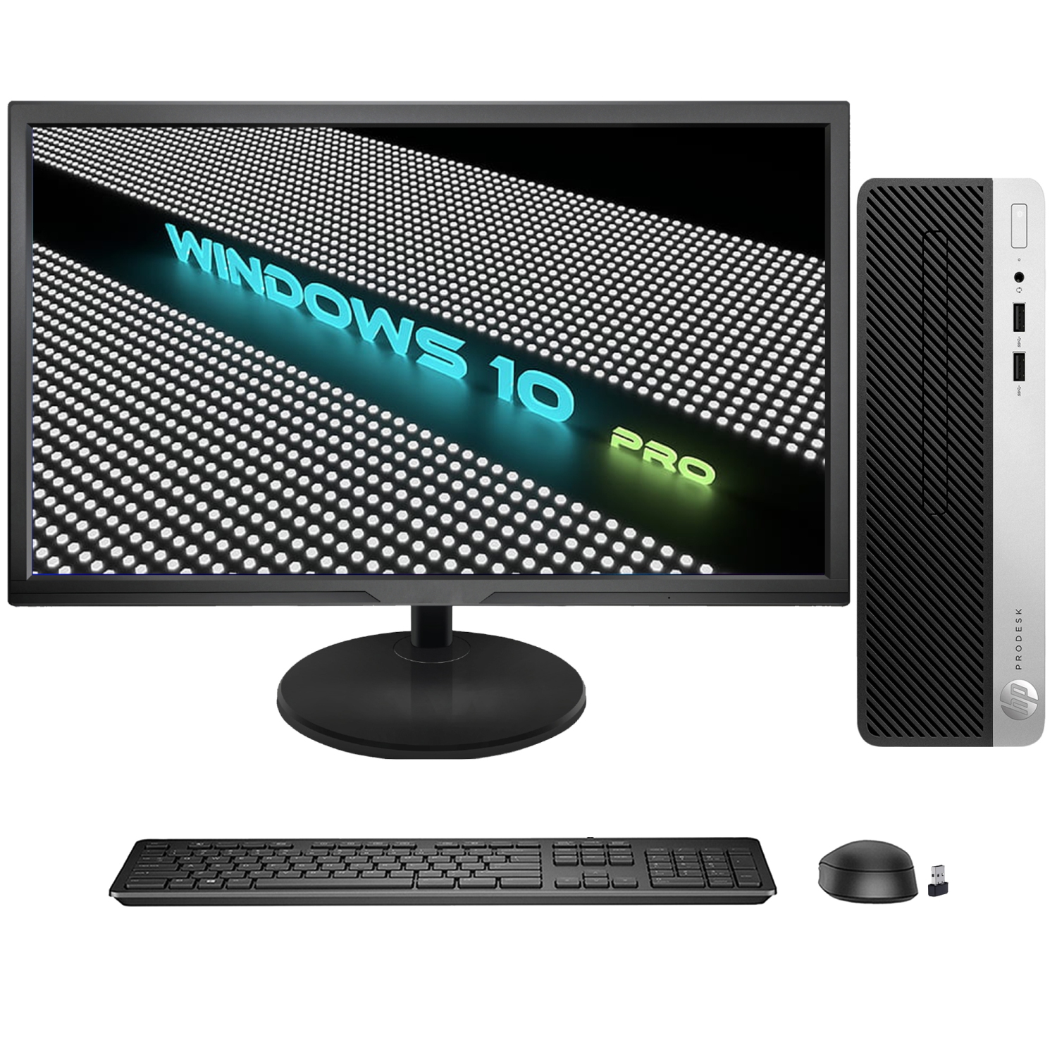 Refurbished - Desktop PC HP ProDesk 400 G4 SFF Business Computer, New 22 inch FHD Monitor (Core i3-6100 6th GEN/ 32GB RAM/ 512GB SSD/ Windows 10 Pro)