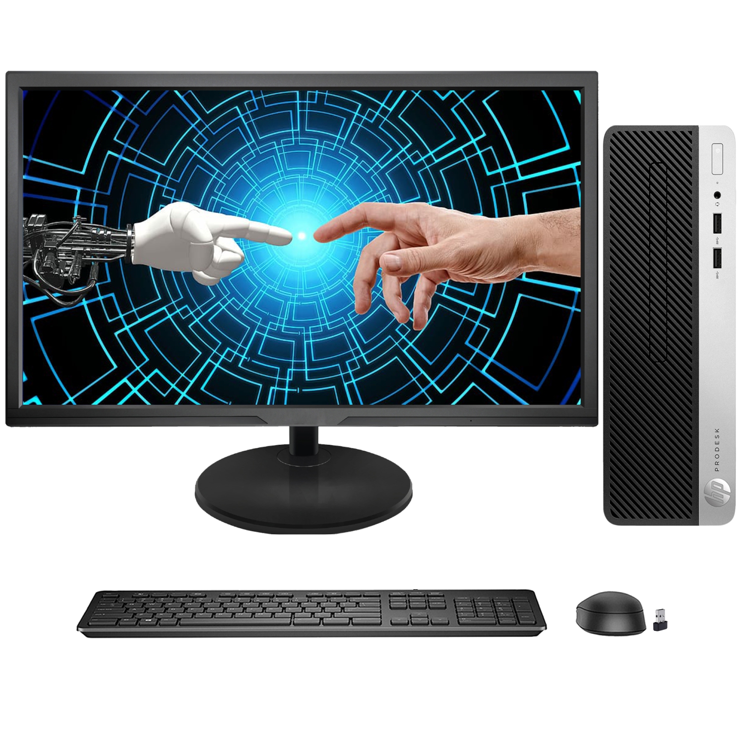Refurbished - HP ProDesk 400 G4 SFF Business Desktop PC Computer, New 22 inch FHD Monitor (Intel Core i3 6th GEN @3.70 GHz/ 1TB SSD/ 8GB DDR4 RAM/