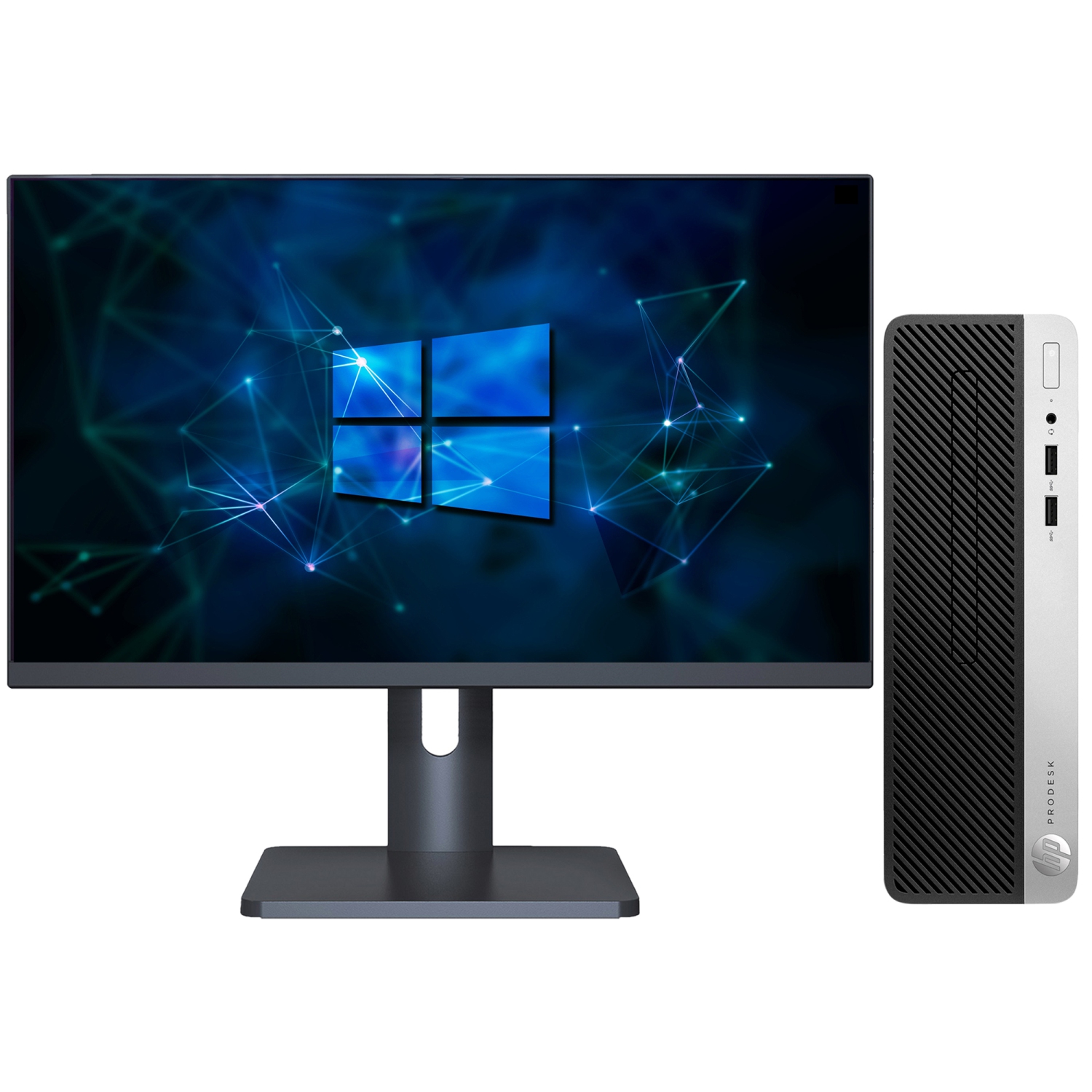 Refurbished - Desktop PC HP ProDesk 400 G4 SFF Business Computer (Core i3-6100 6th GEN/ 16GB RAM/ 512GB SSD/ New 27 inch FHD Monitor/ Windows 10 Pro)