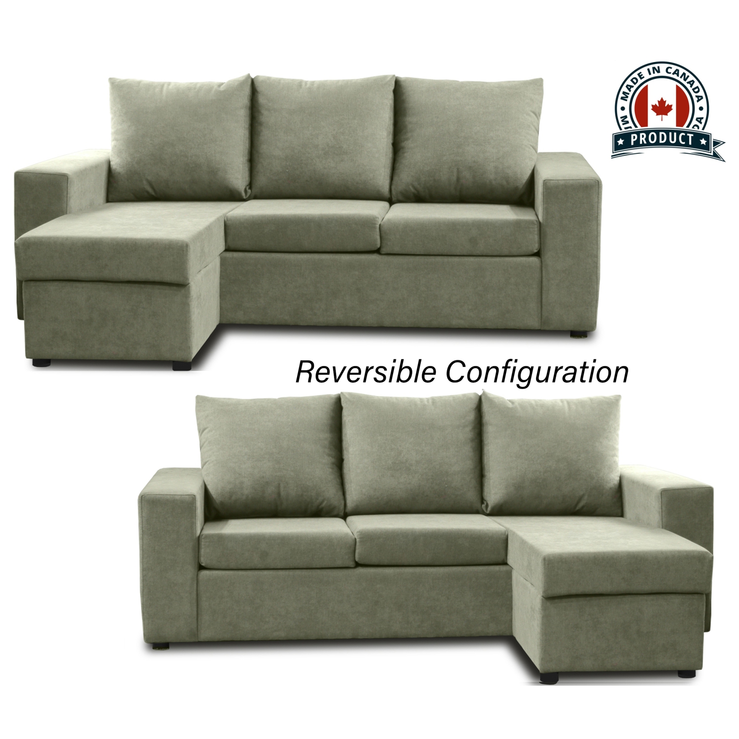 Infinite Imports – Promo Reversible Sectional With Chaise - Choose From Many Colors - Made In Canada