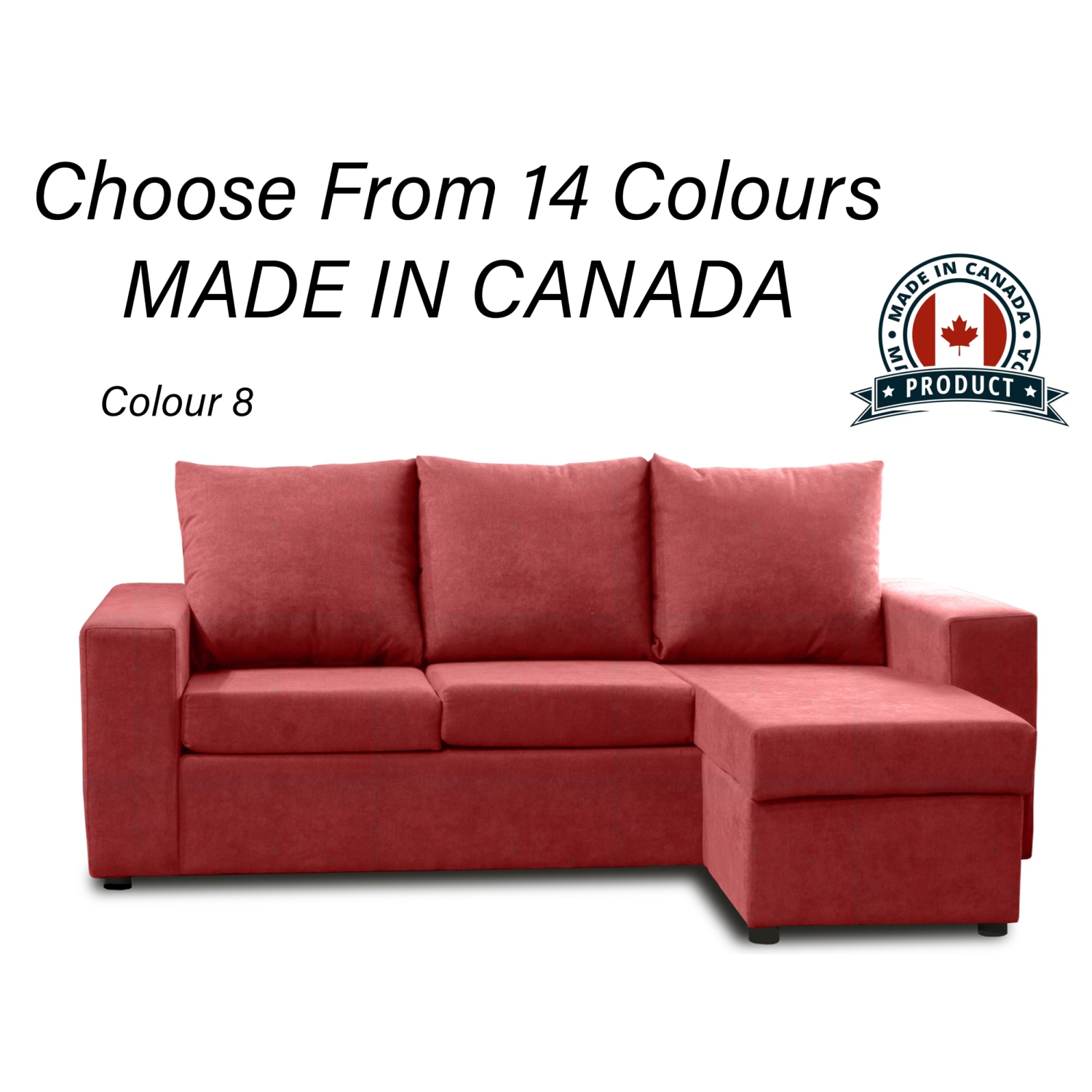 Infinite Imports – Promo Reversible Sectional With Chaise - Choose From Many Colors - Made In Canada