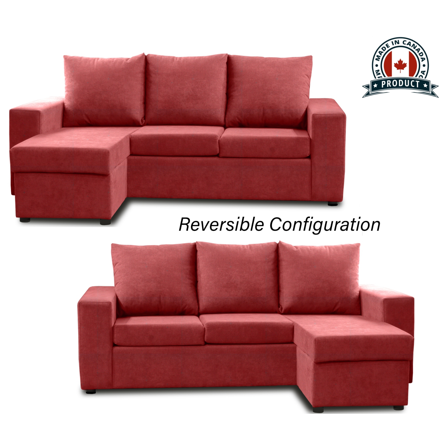 Infinite Imports – Promo Reversible Sectional With Chaise - Choose From Many Colors - Made In Canada