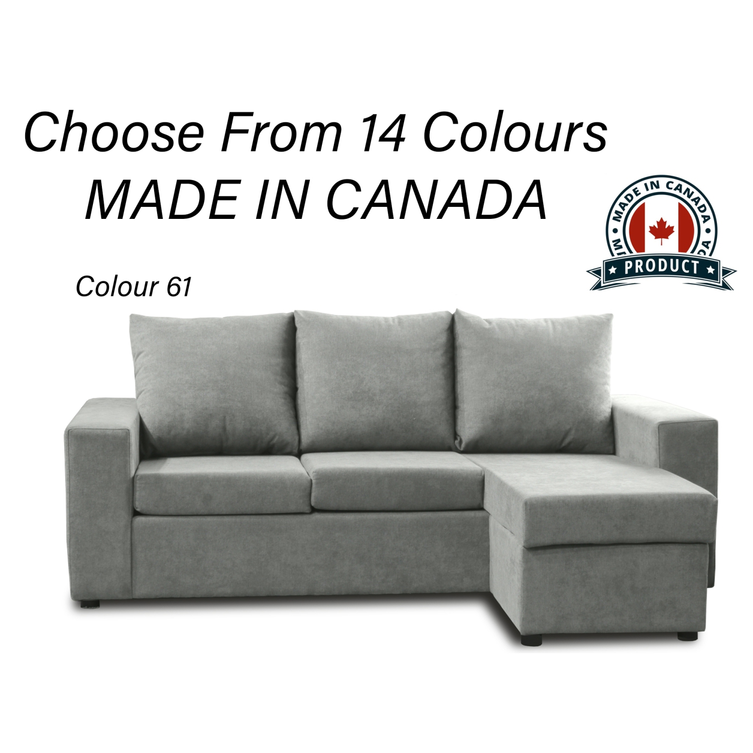 Infinite Imports – Promo Reversible Sectional With Chaise - Choose From Many Colors - Made In Canada