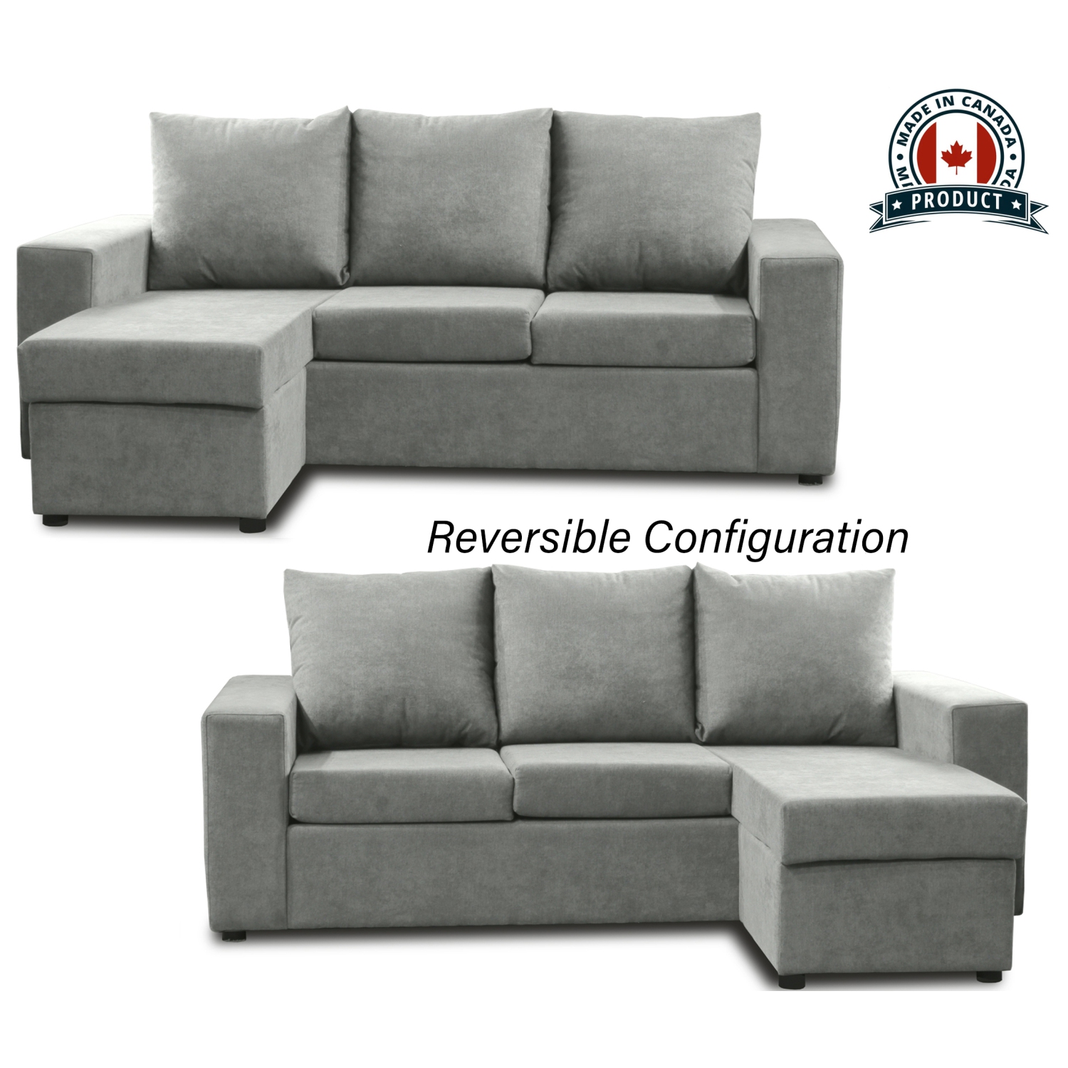 Infinite Imports – Promo Reversible Sectional With Chaise - Choose From Many Colors - Made In Canada
