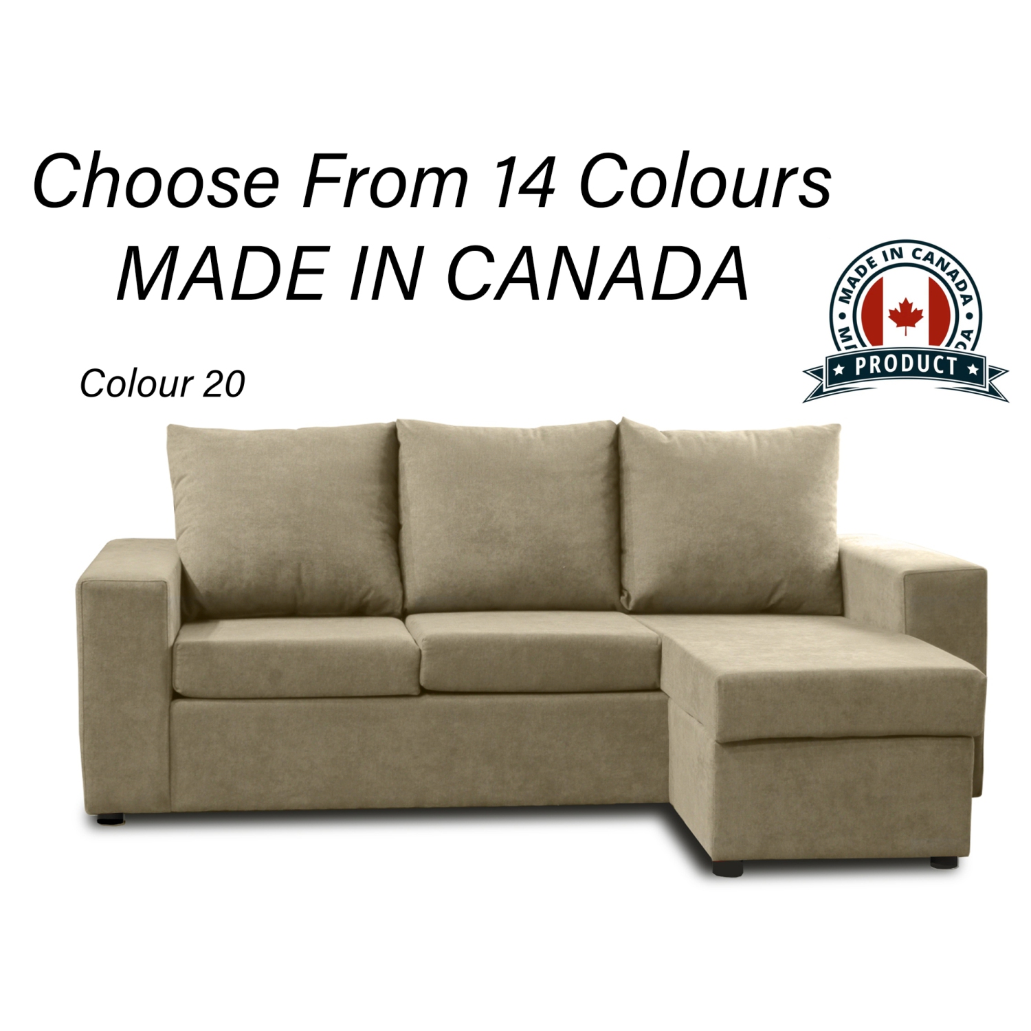 Infinite Imports – Promo Reversible Sectional With Chaise - Choose From Many Colors - Made In Canada