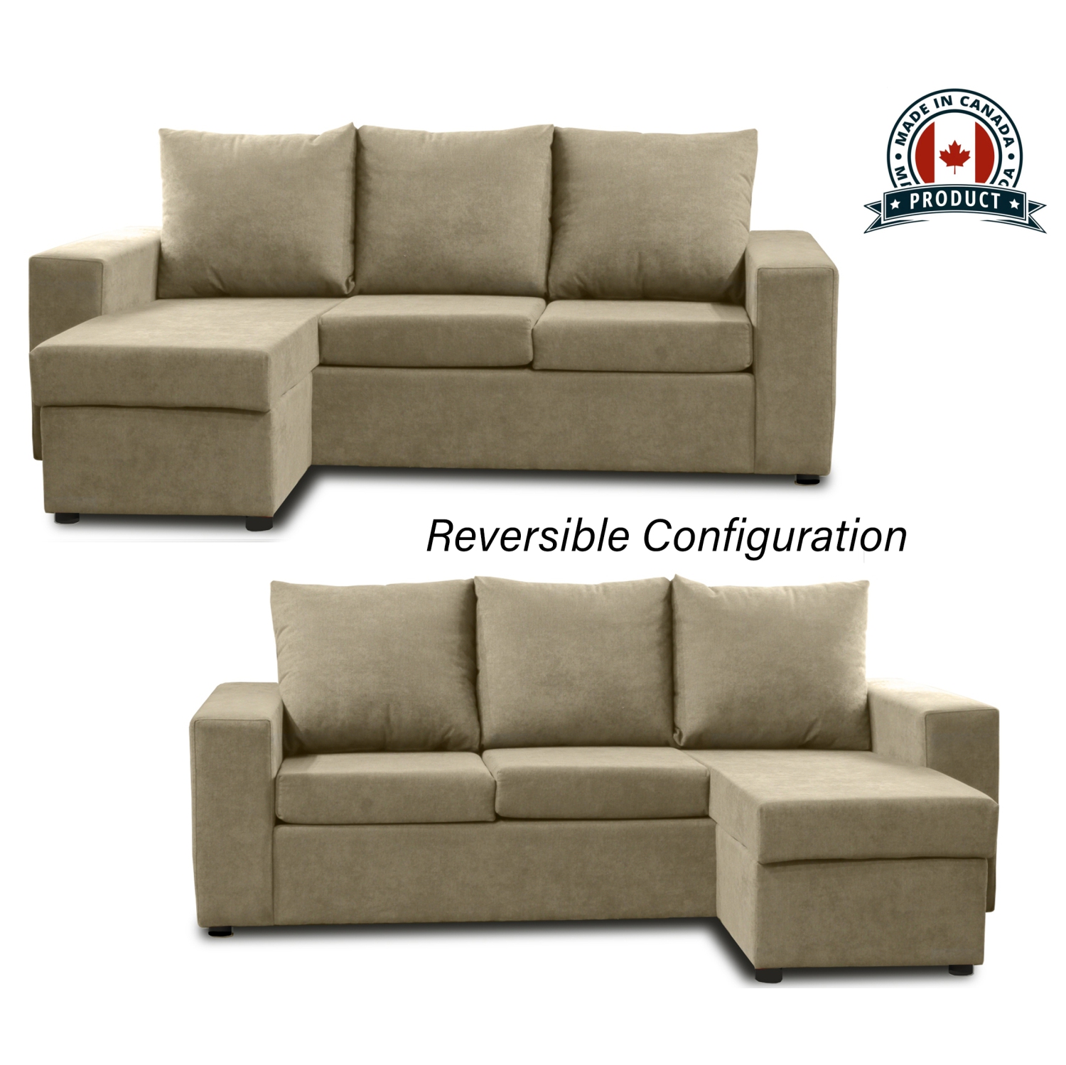 Infinite Imports – Promo Reversible Sectional With Chaise - Choose From Many Colors - Made In Canada