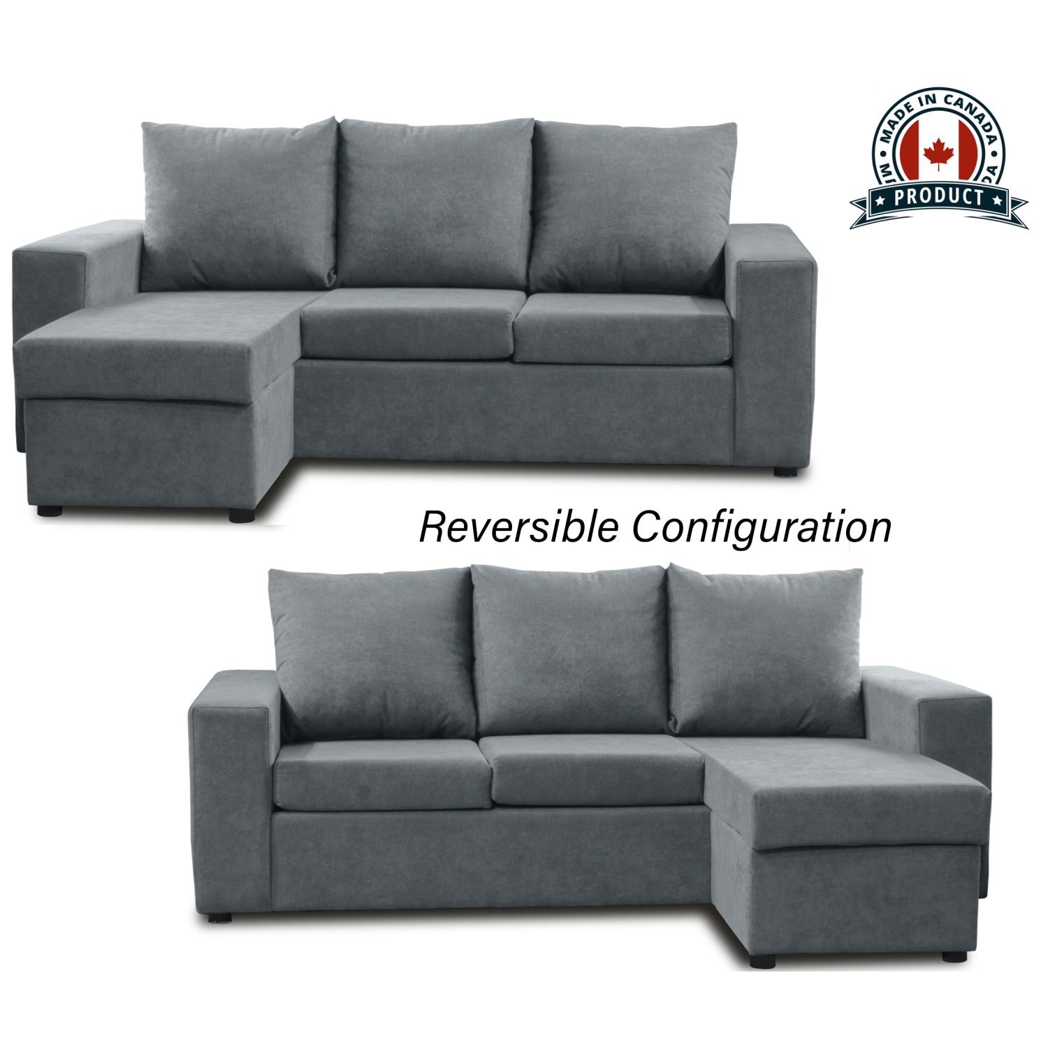 Infinite Imports – Promo Reversible Sectional With Chaise - Choose From Many Colors - Made In Canada