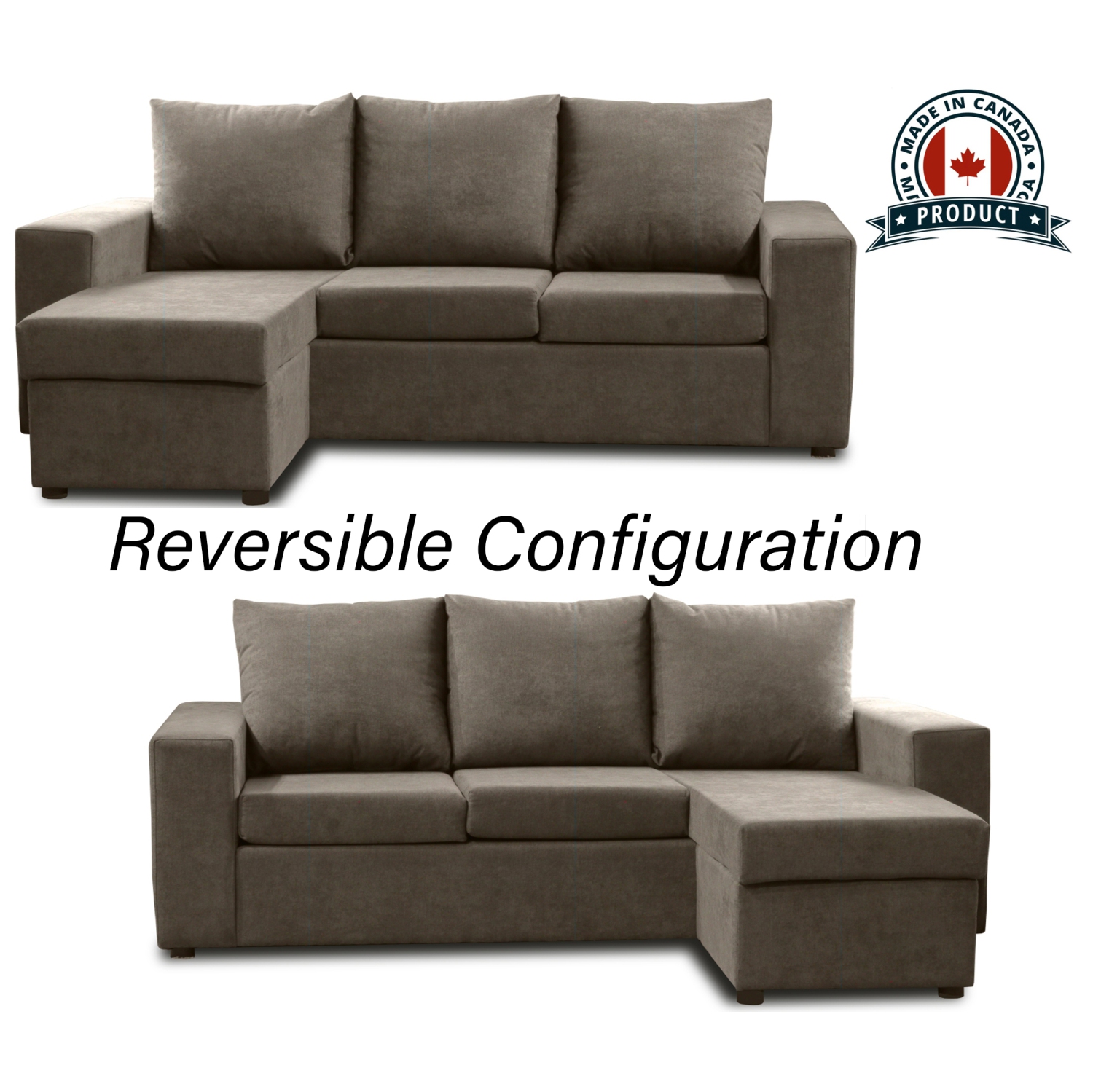 Infinite Imports – Promo Reversible Sectional With Chaise - Choose From Many Colors - Made In Canada