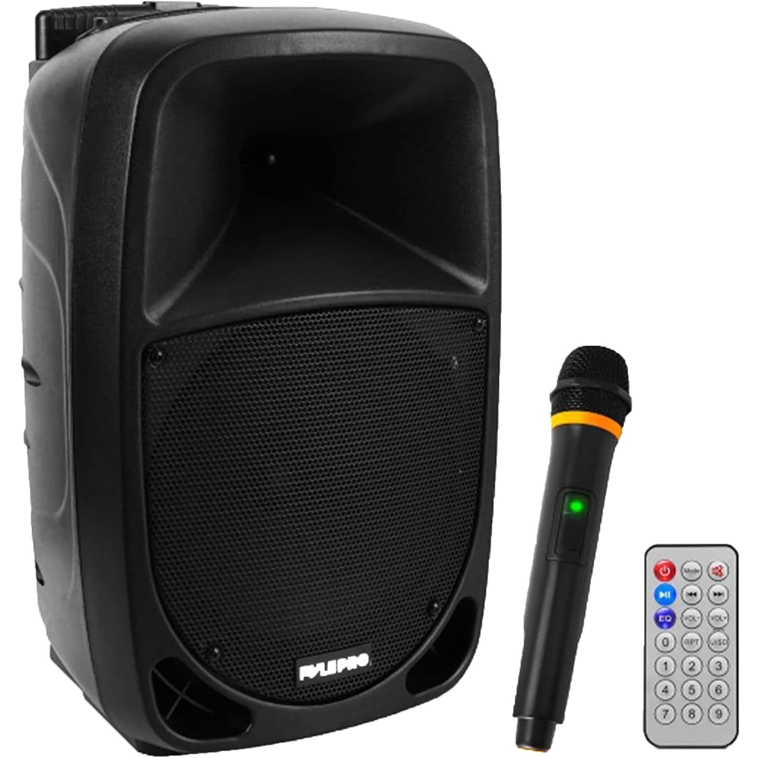 Pyle PSBT105A - 1000W Portable Bluetooth PA Speaker, 10'' Subwoofer, UHF Wireless Mic, MP3/USB/SD, Rechargeable Battery, LED Battery Indicator