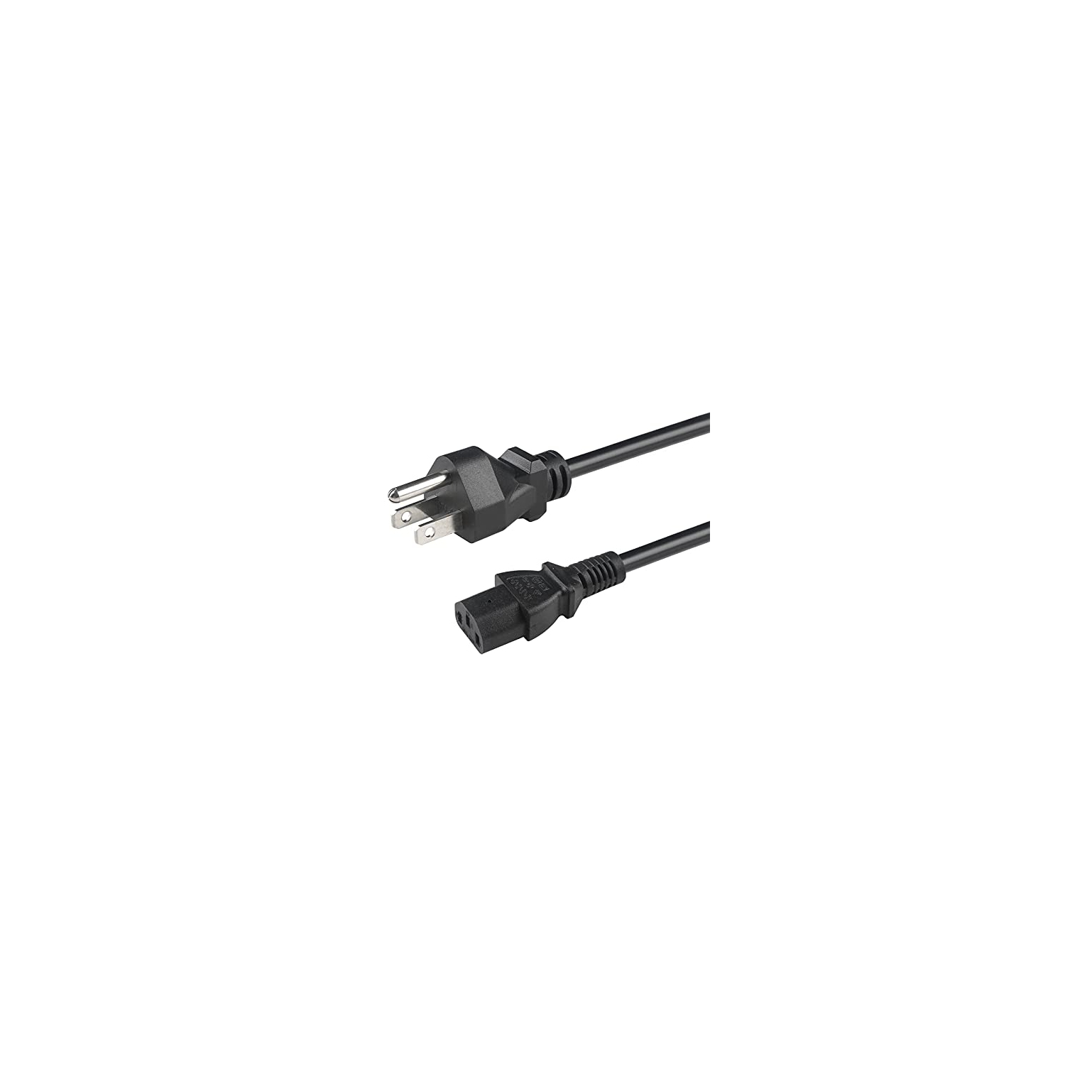 AC Cable 3 Prong US Standard PowerCable 1.5 m/4.92 ft,3 Prong 10A 18AWG, Black, for Computers, TVs, Monitors,Printer & More