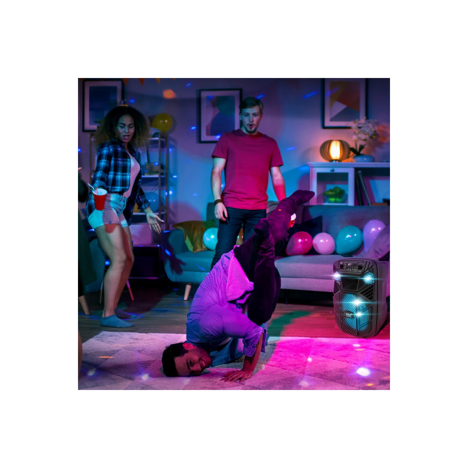 8’’ Bluetooth Portable PA Speaker - Portable PA & Karaoke Party Audio Speaker with Built-in Rechargeable Battery, Flashing Party Lights, MP3/USB/ /FM