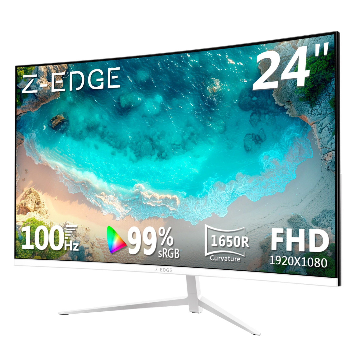 U24C 24 inch 1080P 1920 x 1080 Full HD LED Backlit 100Hz 1650R Curved Monitor, 99% sRGB, HDMI + DP