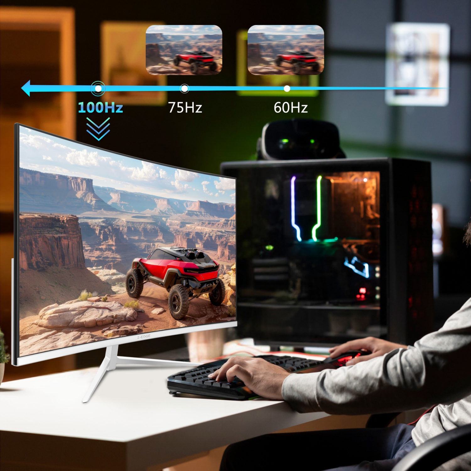 U24C 24 inch 1080P 1920 x 1080 Full HD LED Backlit 100Hz 1650R Curved Monitor, 99% sRGB, HDMI + DP