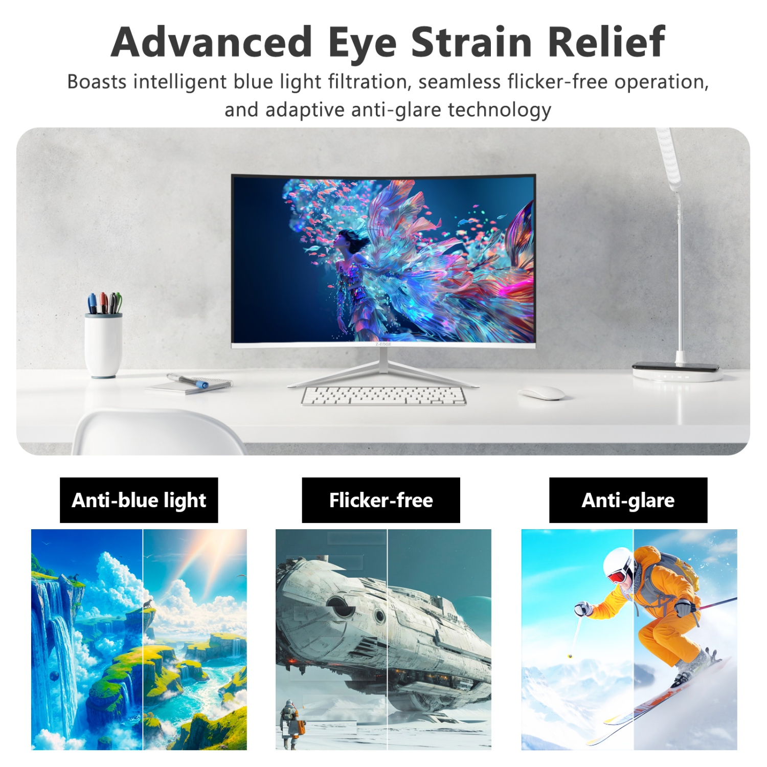 U24C 24 inch 1080P 1920 x 1080 Full HD LED Backlit 100Hz 1650R Curved Monitor, 99% sRGB, HDMI + DP