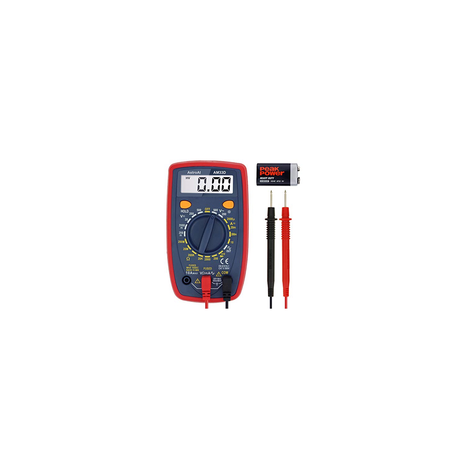 Multimeter 2000 Counts Digital Multimeter with DC AC Voltmeter and Ohm Volt Amp Tester ; Measures Voltage, Current, Resistance; Tests Live Wire, Continuity