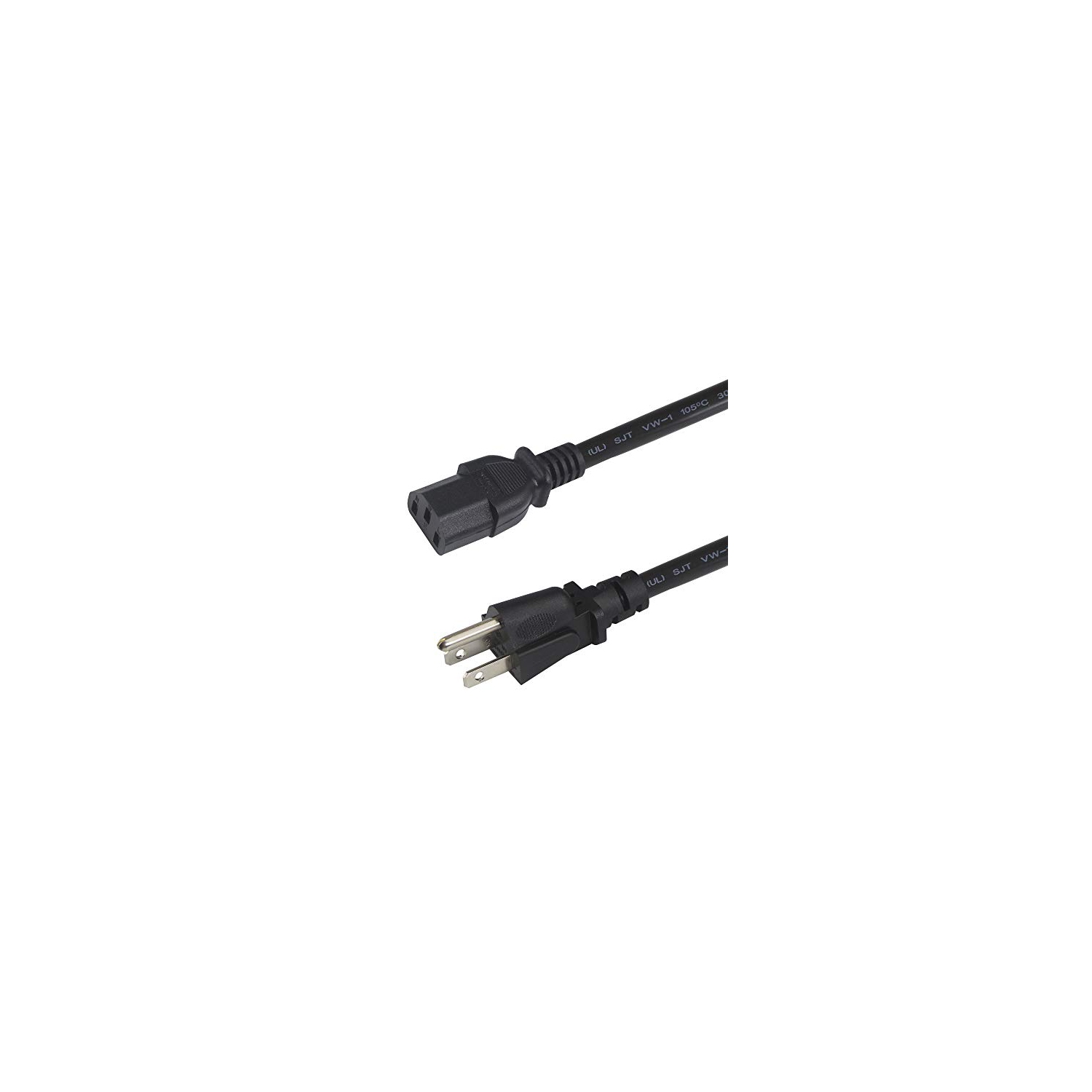 Monitor Power Cord Replacement 6ft PC Computer Power Supply Cord, NEMA 5-15P to IEC C13 Connector SJT 18AWG, Universal Laptop 3 Prong Power Cable,