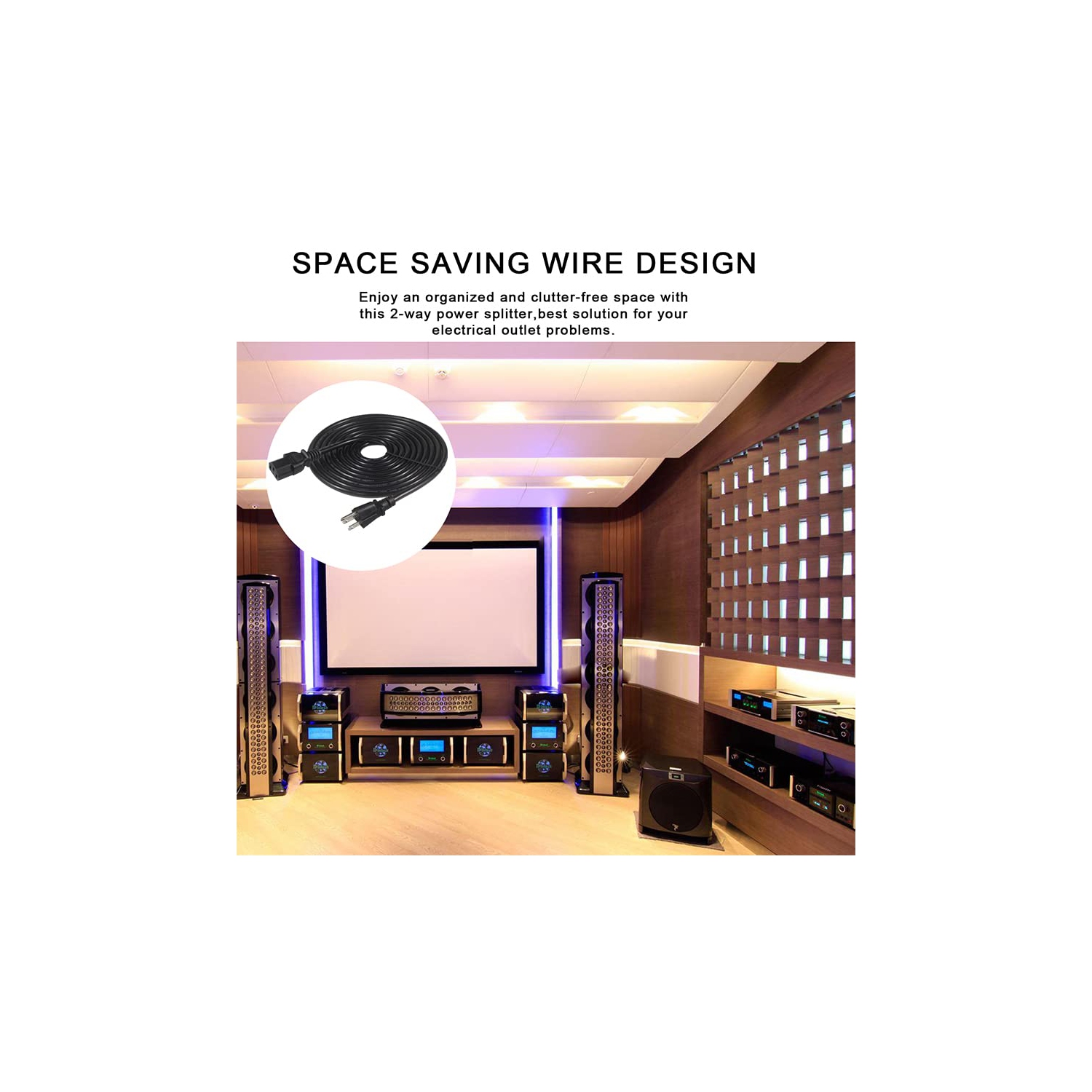 Monitor Power Cord Replacement 6ft PC Computer Power Supply Cord, NEMA 5-15P to IEC C13 Connector SJT 18AWG, Universal Laptop 3 Prong Power Cable,