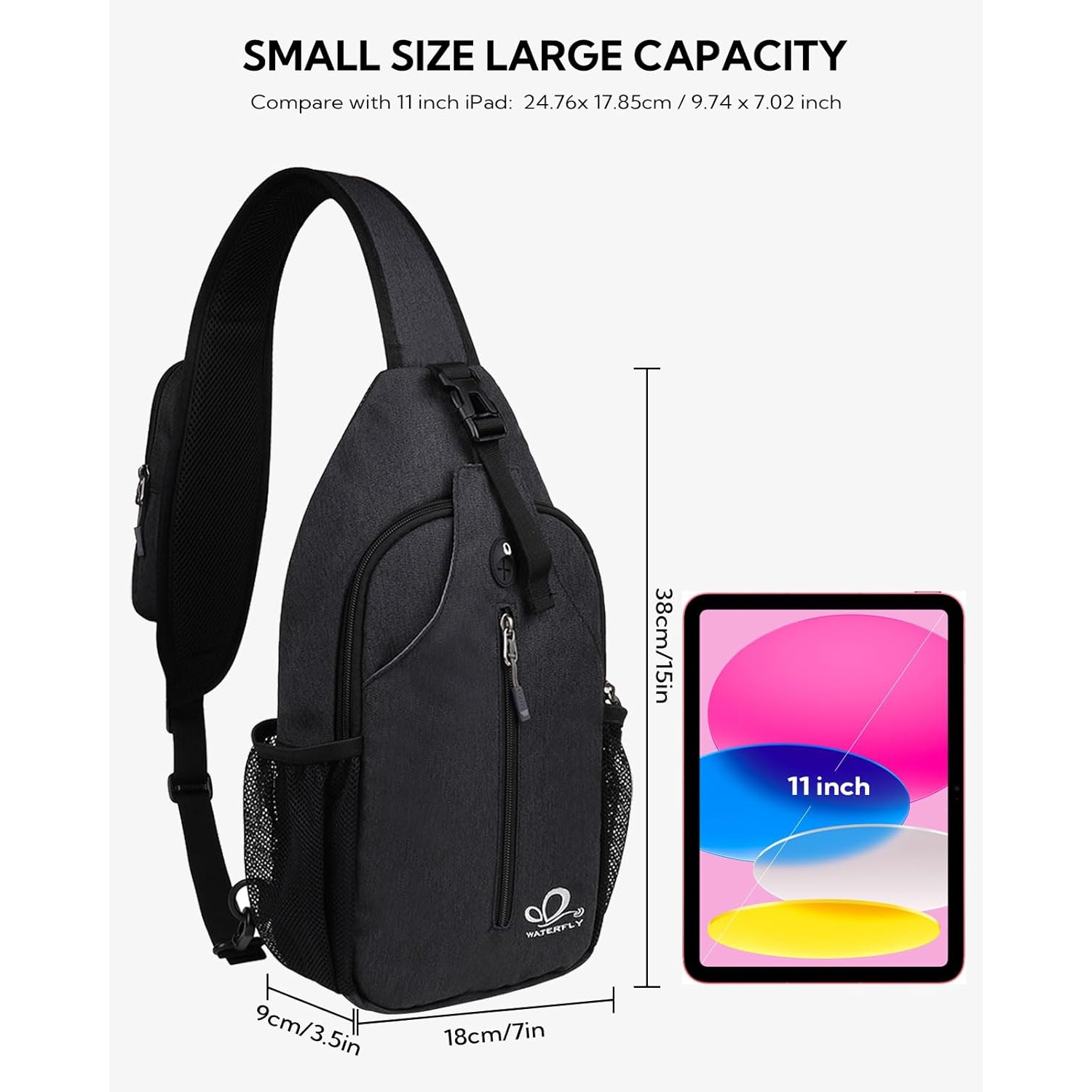 Sling Bag Crossbody Backpack Daypack for Men & Women – Hiking, Travel, Casual Lightweight Shoulder Bag with Adjustable Strap & Pockets