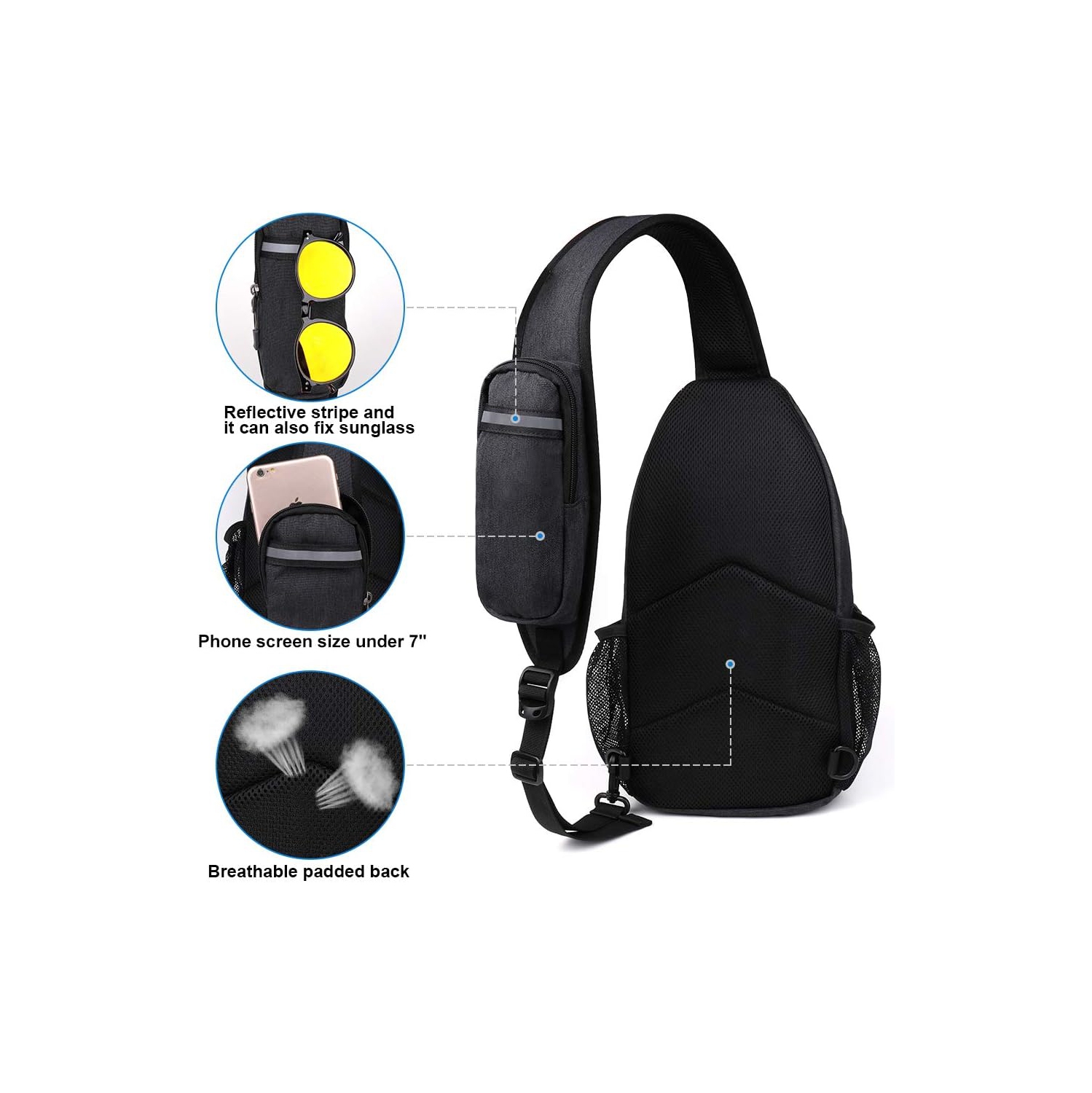 Sling Bag Crossbody Backpack Daypack for Men & Women – Hiking, Travel, Casual Lightweight Shoulder Bag with Adjustable Strap & Pockets