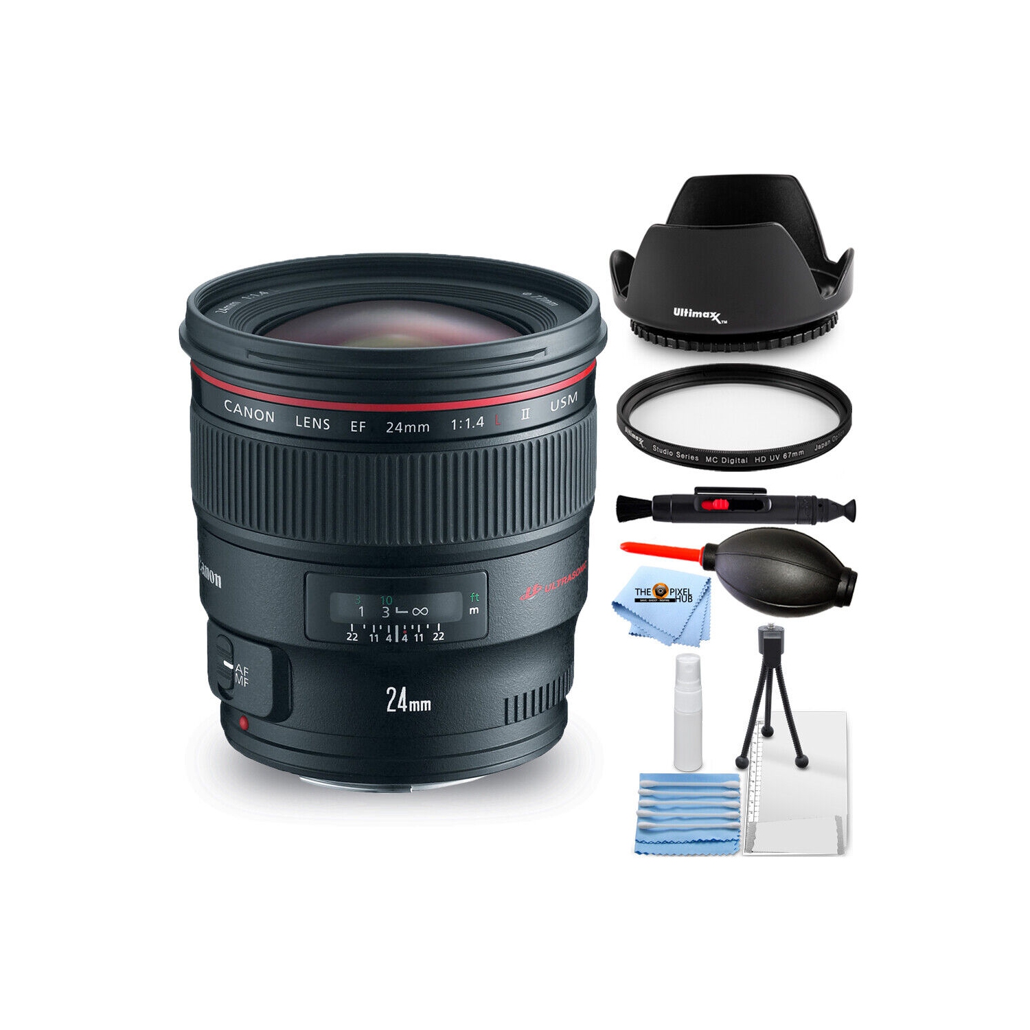 Objectif EF 24&nbsp;mm f/1,4&nbsp;L II USM autofocus 2750B002 - Ensemble d'accessoires 7PC de Canon