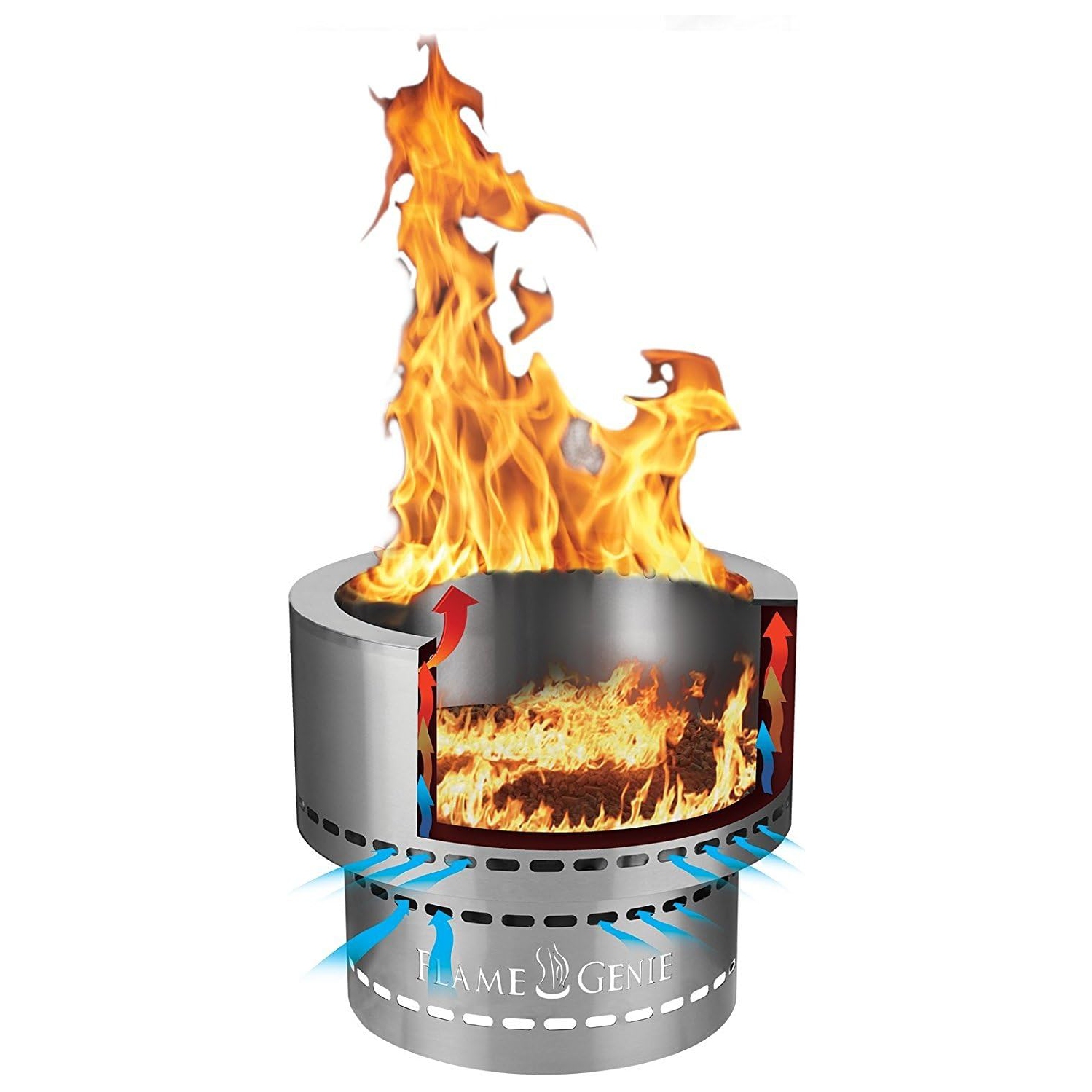 Foyer à granules flamme Genie, noir galvanisé avec bac