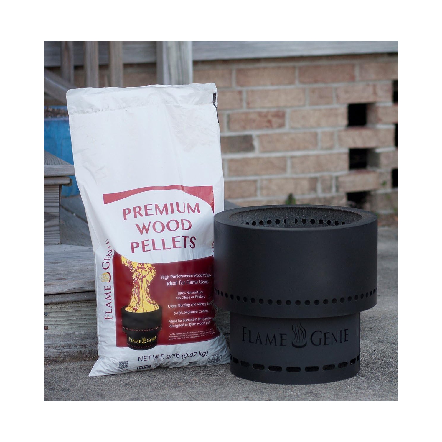 Foyer à granules flamme Genie, noir galvanisé avec bac