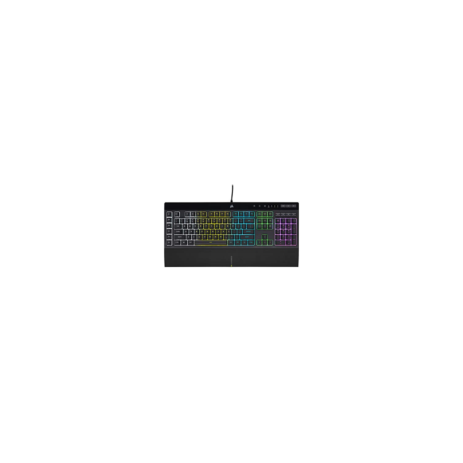 K55 RGB PRO-Dynamic RGB Backlighting Six Macro Keys with Elgato Stream Deck Software Integration-IP42 Dust and Spill Resistant-Detachable Palm Rest-Dedicated Media and Volume Keys,