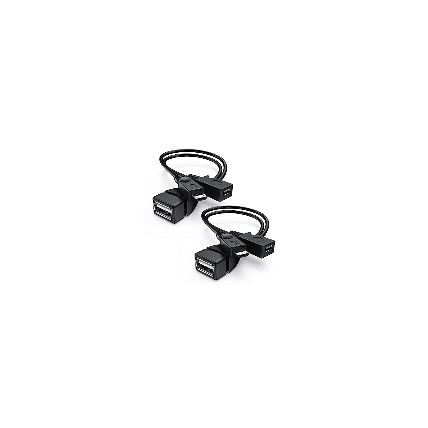 [2 Pack] 2-in-1 Micro USB OTG Adapter with Power for Stick/Host Devices etcBlack