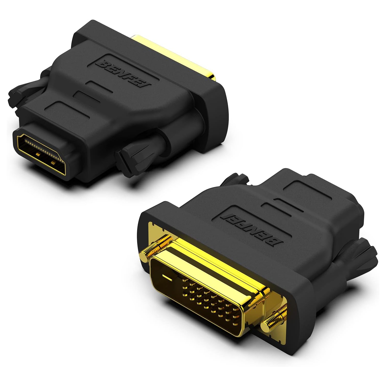 BENFEI DVI to HDMI Adapter, Bidirectional, 2 Pack, Gold-Plated, DVI-D to HDMI