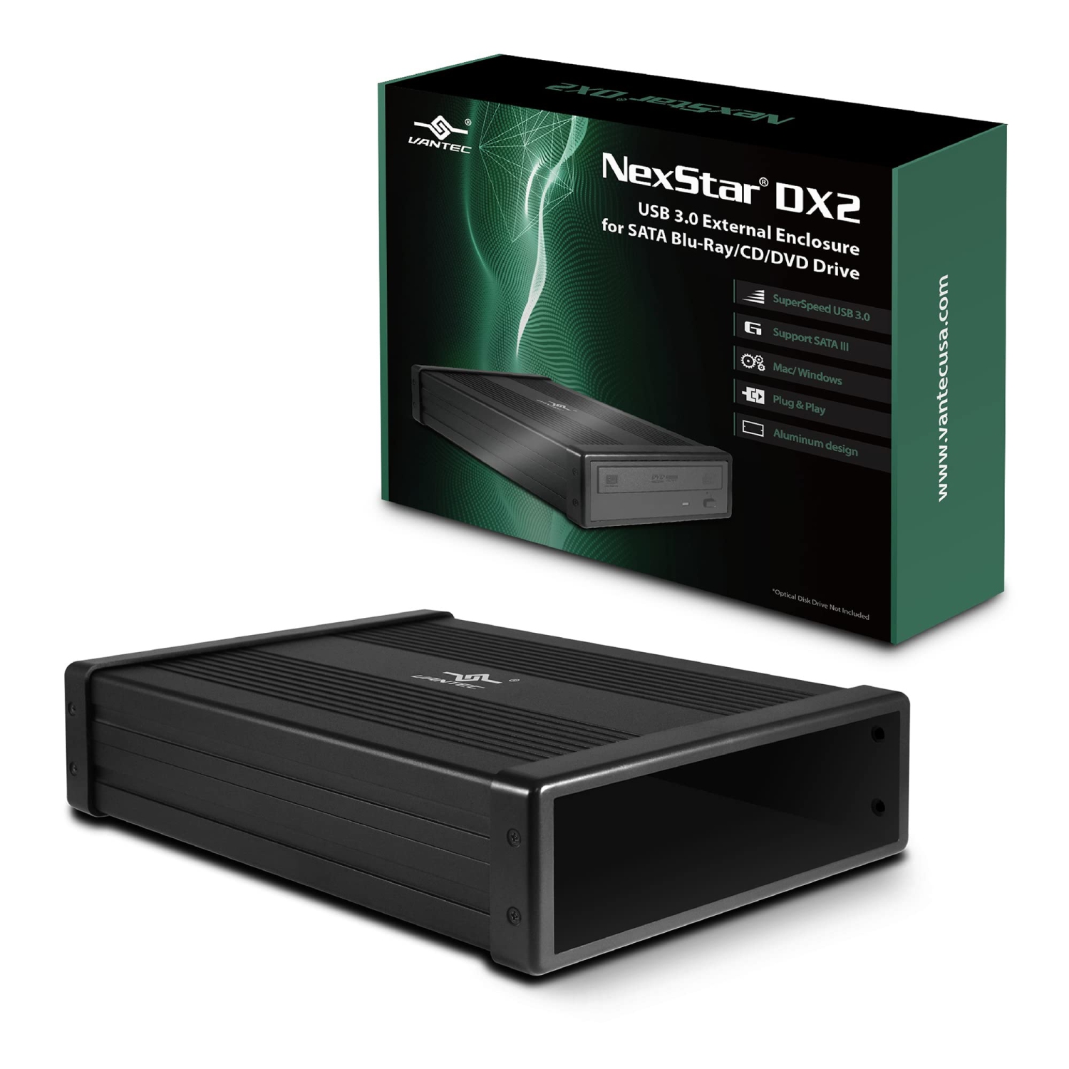 Vantec NexStar DX2 USB 3.0 External Enclosure Design for 5.25" Blu-Ray/CD/DVD SATA Drive, Second Generation of DX