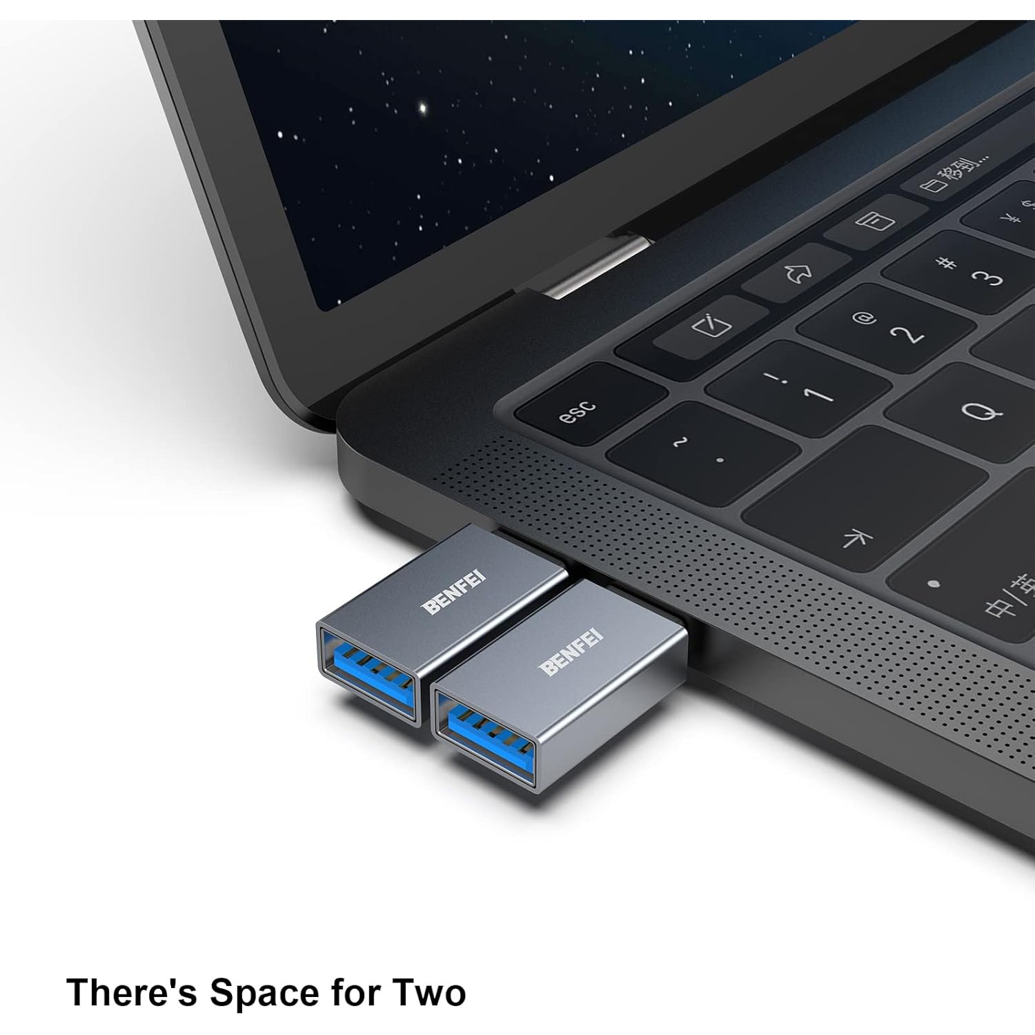 BENFEI USB-C to USB 3.0 Adapter, 3 Pack, Male to Female for iPhone 15, MacBook, iPad Pro, Gray