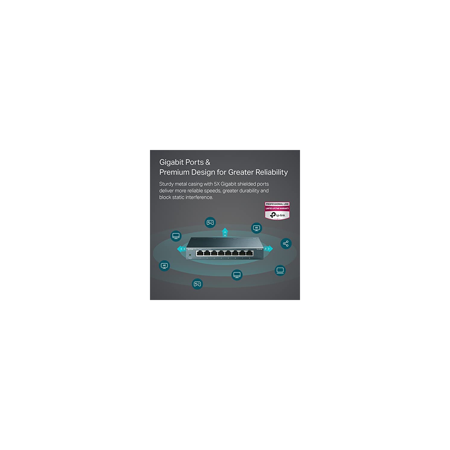 TL-SG108 | 8 Port Gigabit Unmanaged Ethernet Network Switch, Ethernet Splitter | Plug & Play | Fanless Metal Design | Shielded Ports | Traffic