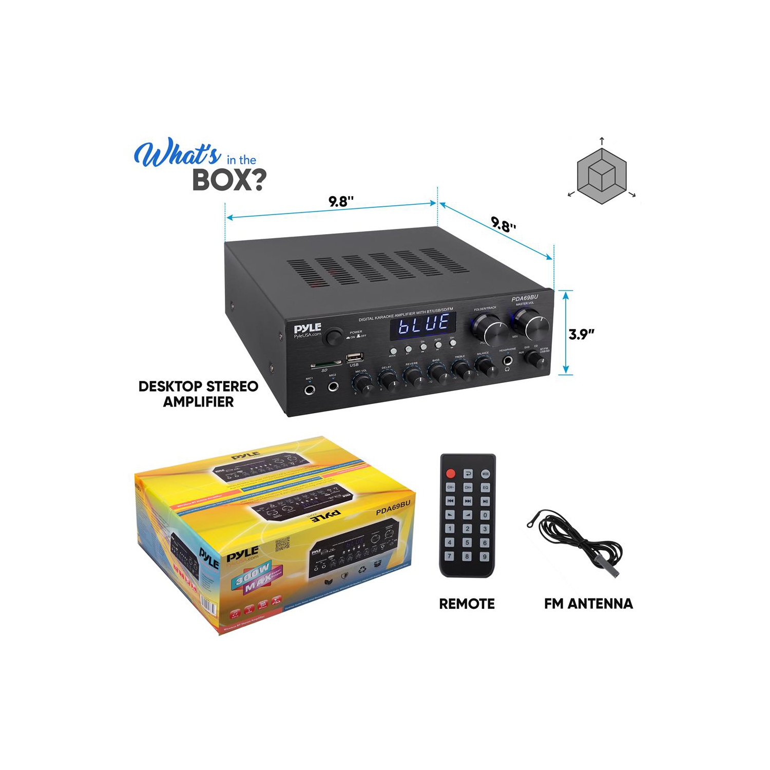 Amplificateur stéréo, système audio avec diffusion sans fil Bluetooth, radio MP3/USB/SD/aux/FM