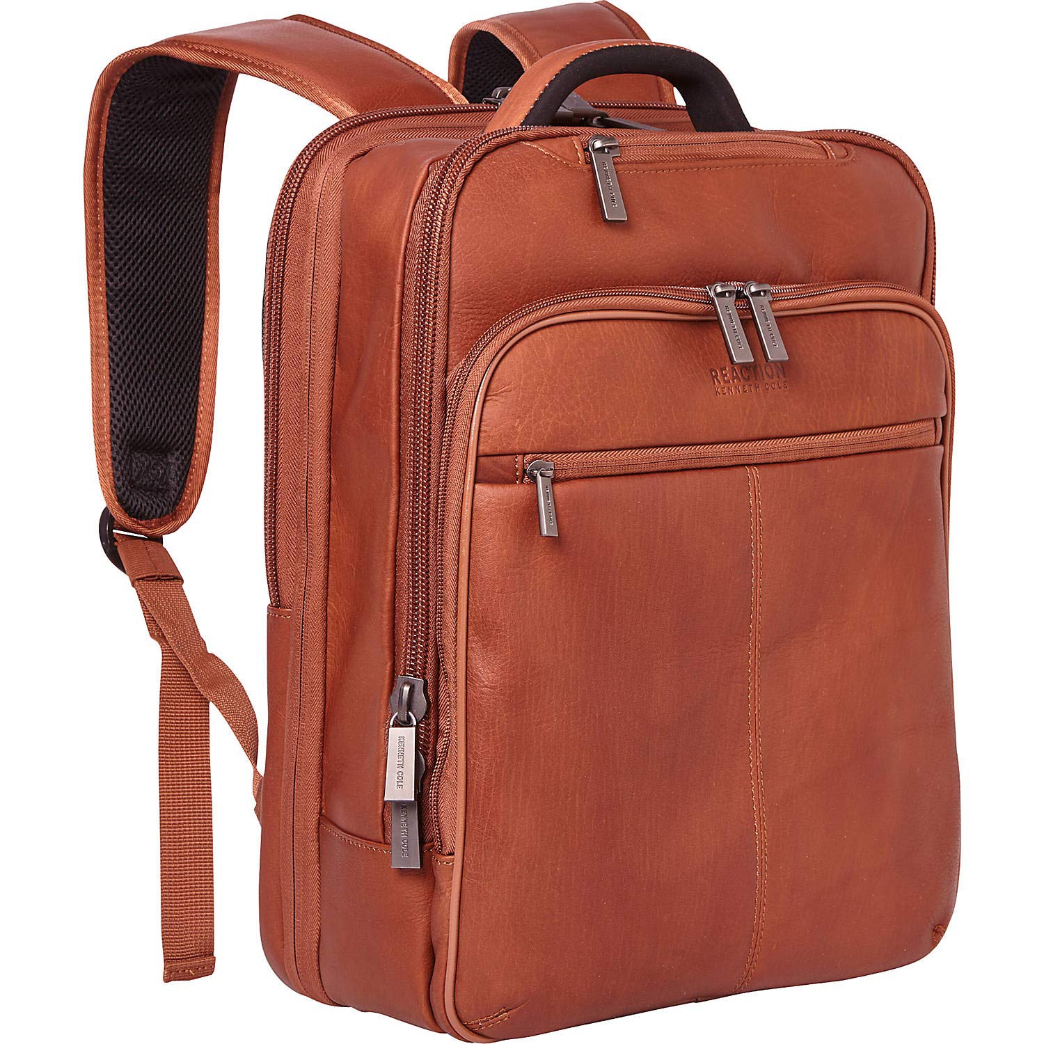 Manhattan Commuter Slim Backpack 16" Laptop Computer & Tablet Travel, Business, Work, School Bookbag, Cognac, Colombian Leather