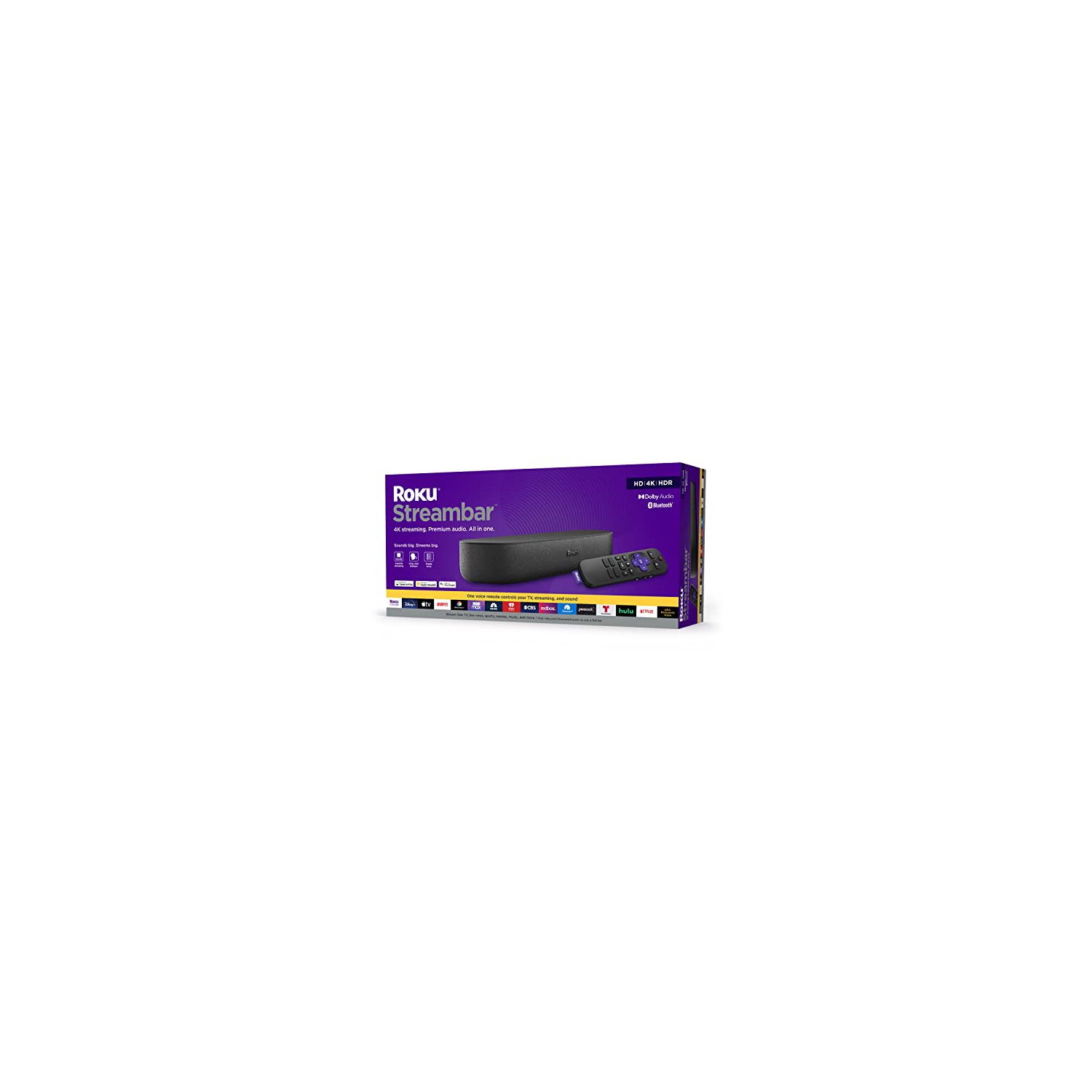 Streambar | 4K/HD/HDR Streaming Media Player & Premium Audio, All In One, Includes Voice Remote