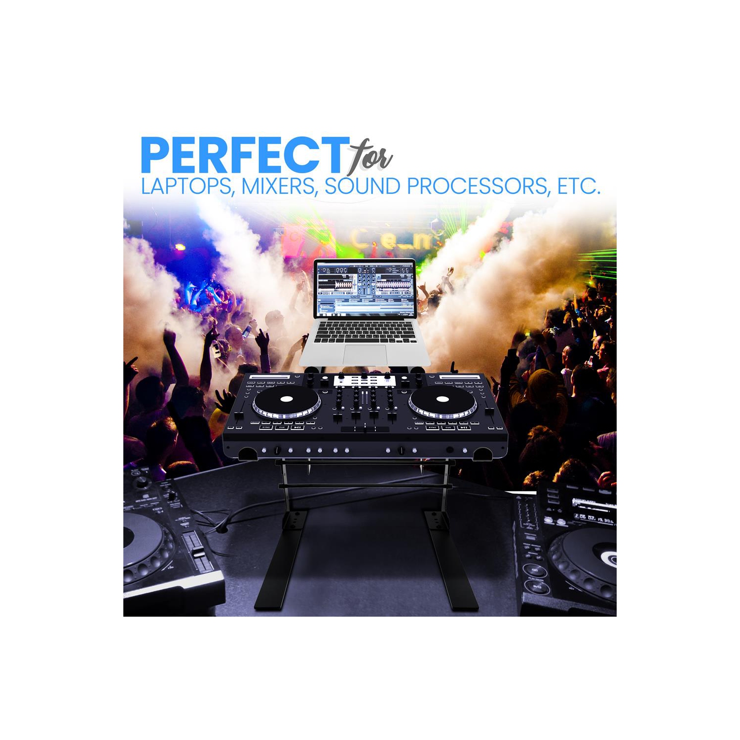 Universal Dual Device Laptop Stand - Sound Equipment DJ Mixing Workstation