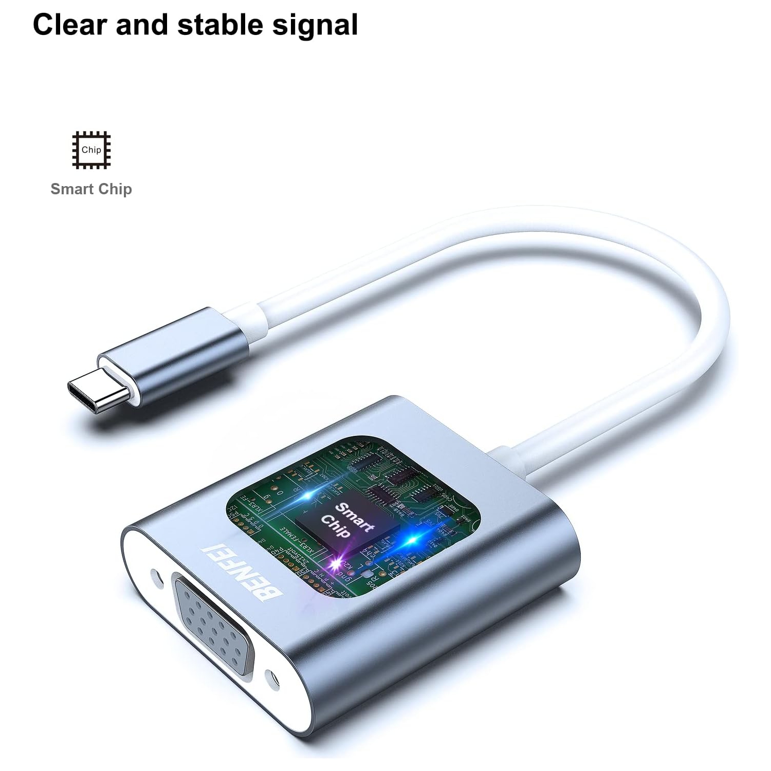 BENFEI USB-C to VGA Adapter, Thunderbolt 3/4 Compatible for iPhone 15, MacBook, Aluminium Shell