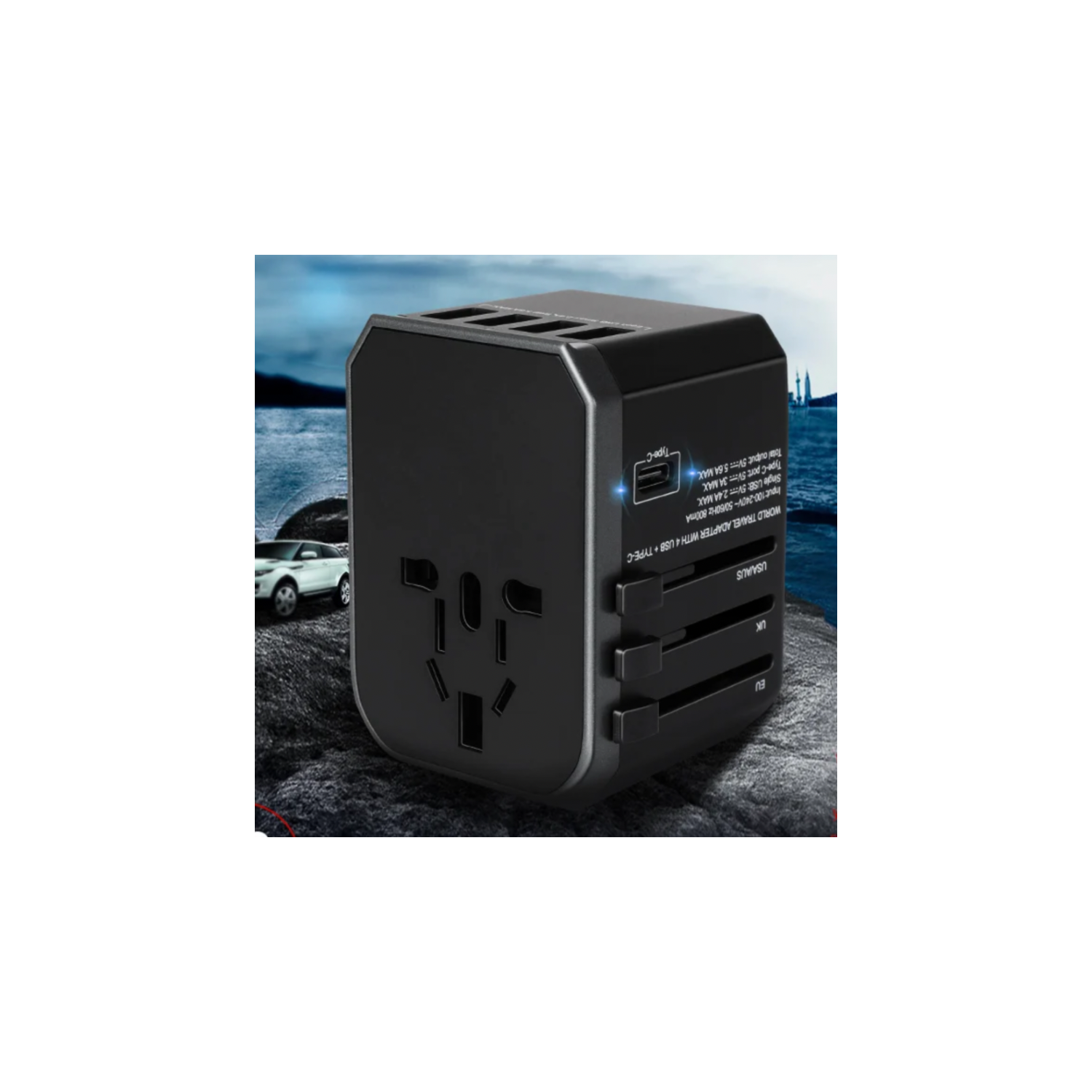 TUTT Travel Essentials | Adaptateur universel de voyage 180 pays + Kit international Adaptateur 4 USB+type-C US UK eu Australie