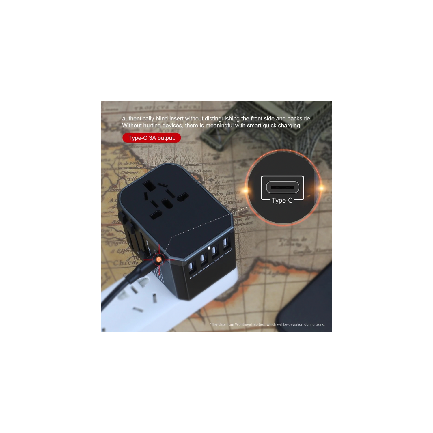 TUTT Travel Essentials | Adaptateur universel de voyage 180 pays + Kit international Adaptateur 4 USB+type-C US UK eu Australie