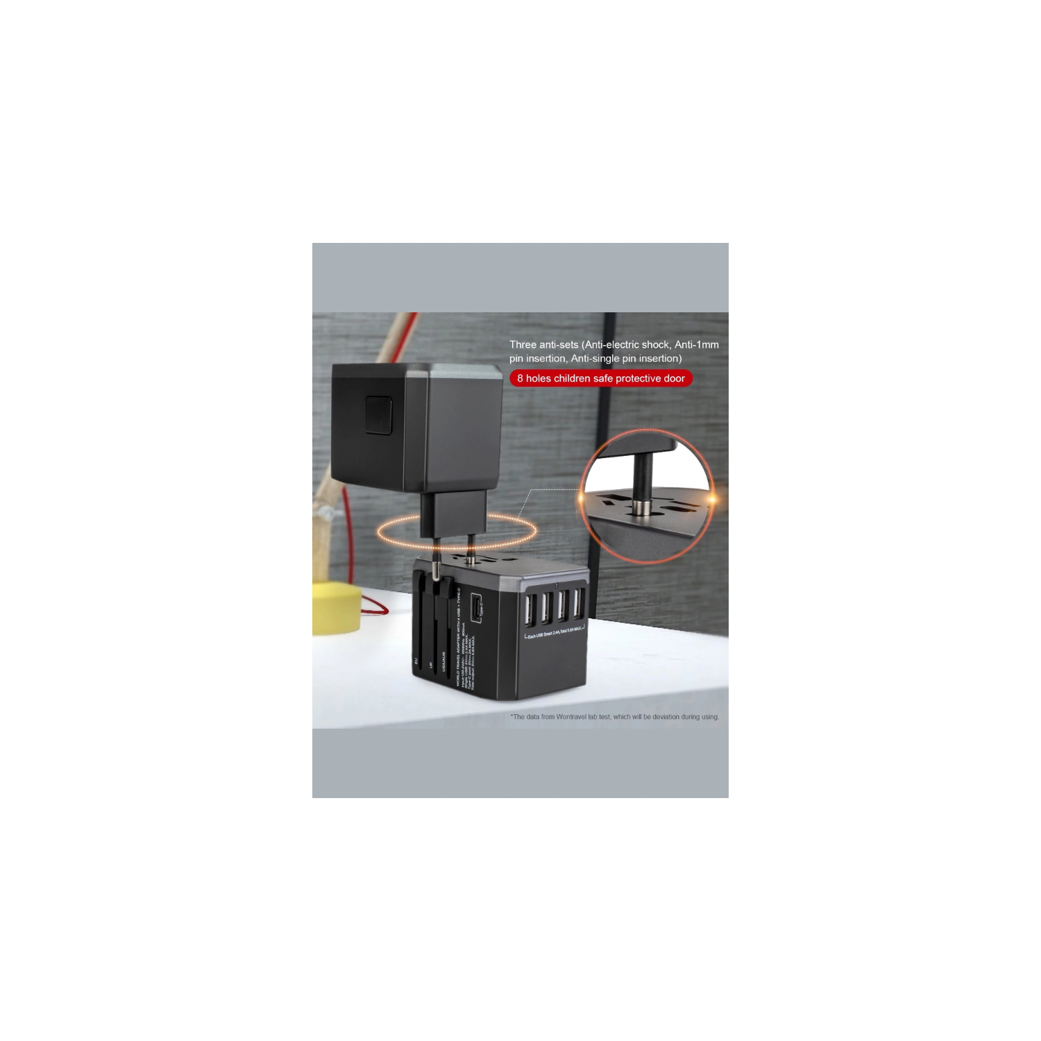 TUTT Travel Essentials | Adaptateur universel de voyage 180 pays + Kit international Adaptateur 4 USB+type-C US UK eu Australie