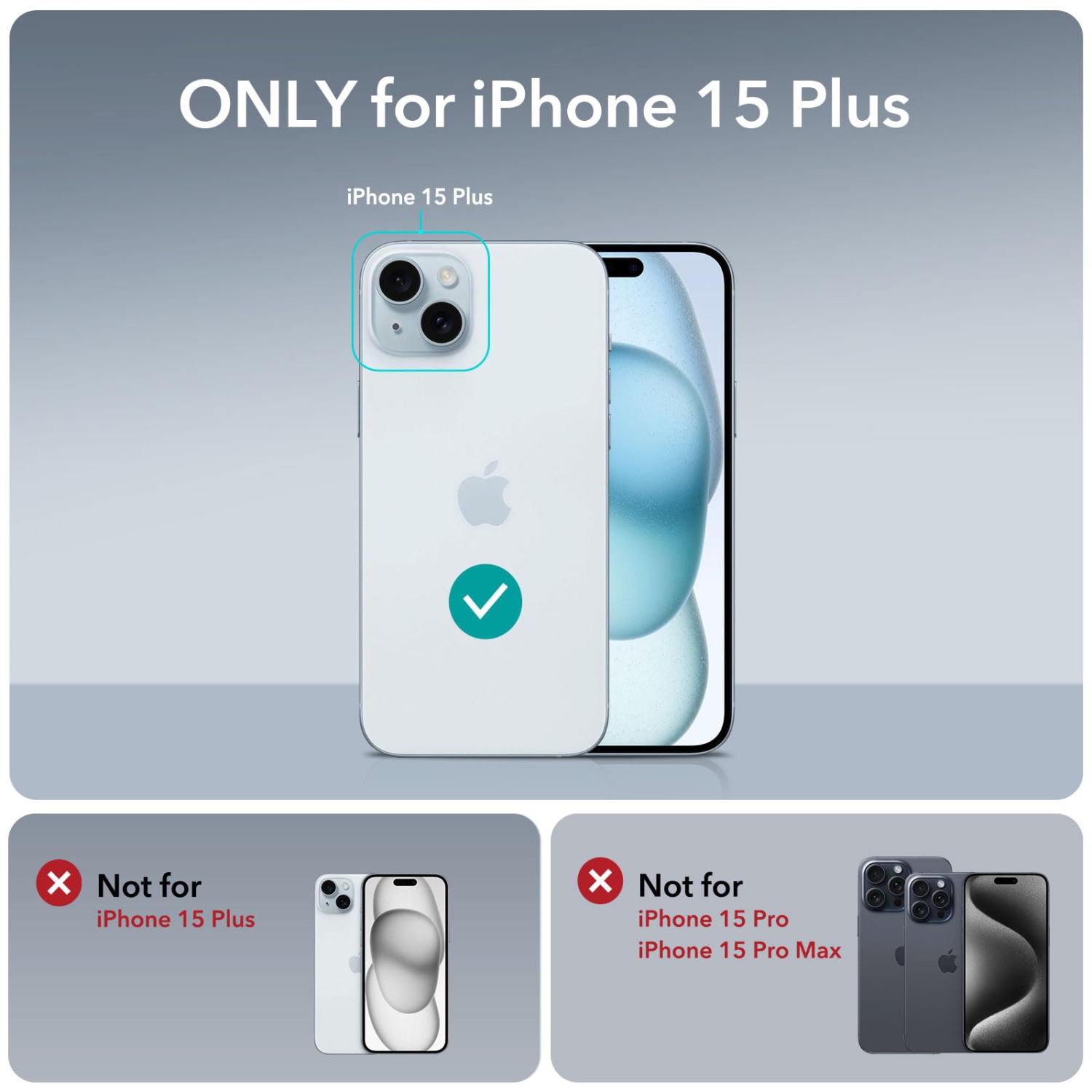 iPhone 15 Plus Case, Metal Kickstand Case, 3 Stand Modes, Military-Grade Drop Protection, Supports Wireless Charging, Slim Back Cover with Patented