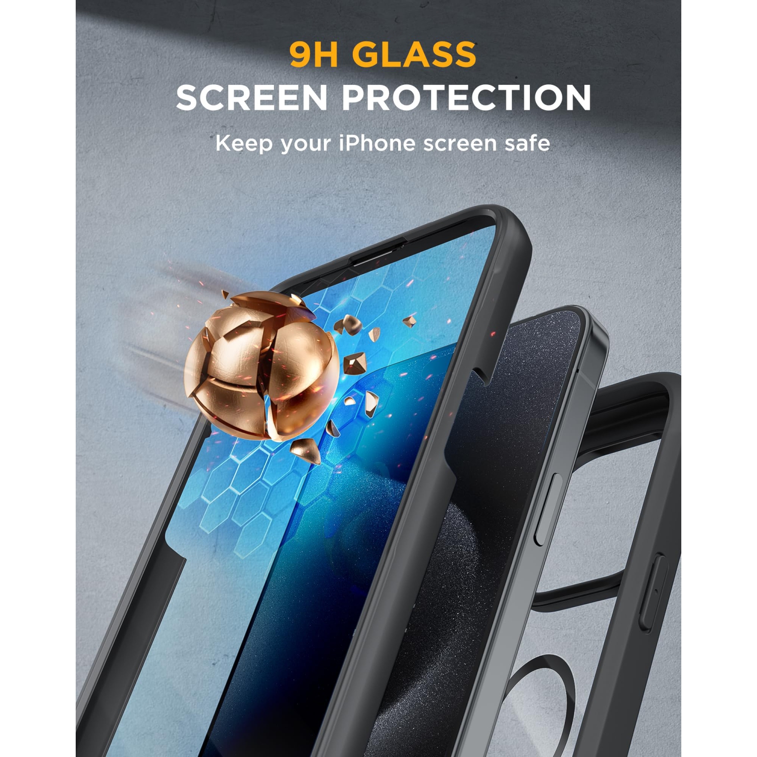 Magnetic for iPhone 15 Pro Max Case 6.7'', Compatible with Magsafe Full-Body Bumper Phone Case Cover with Built-in 9H Tempered Glass Screen