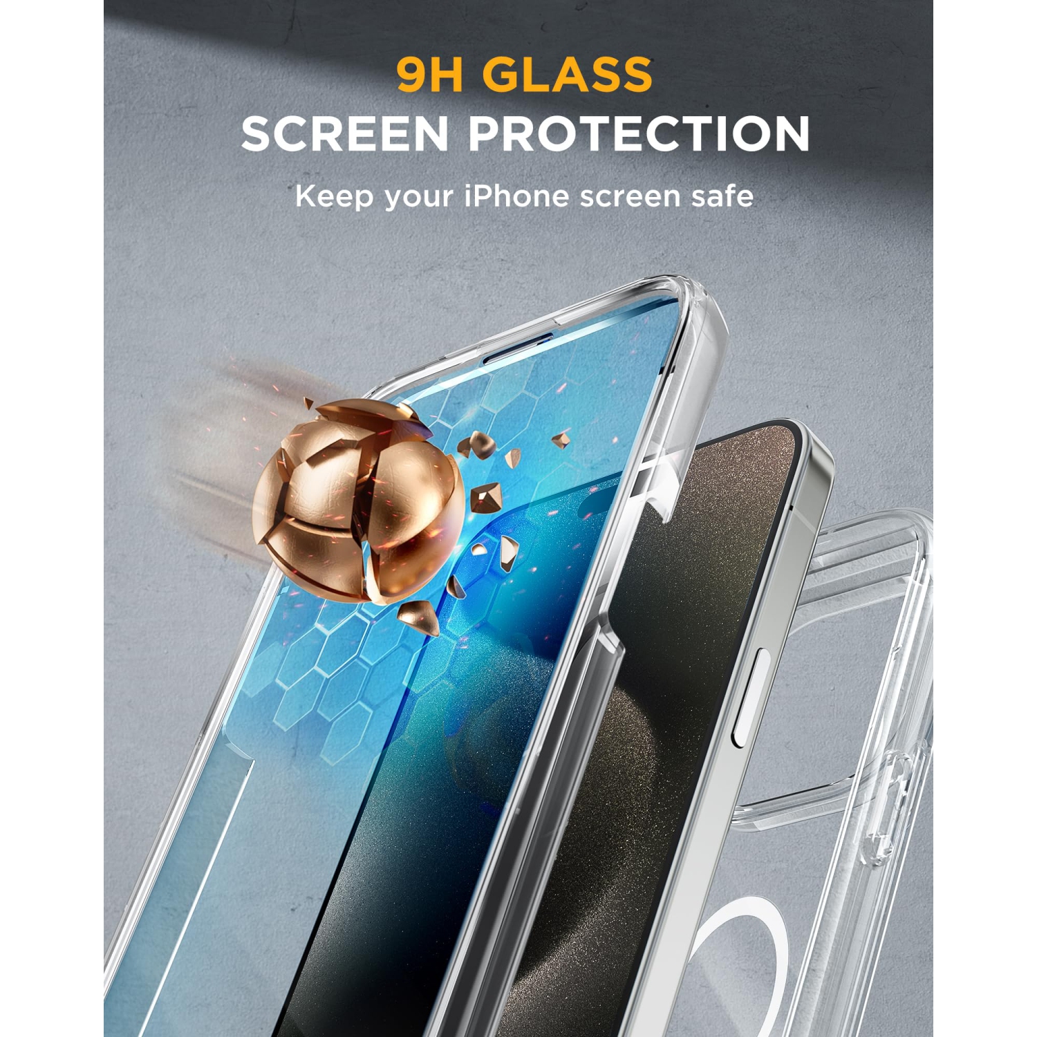 Magnétique pour étui iPhone 15 Pro Max 6,7 po, compatible avec étui protecteur intégral MagSafe pour téléphone avec protecteur d'écran en verre