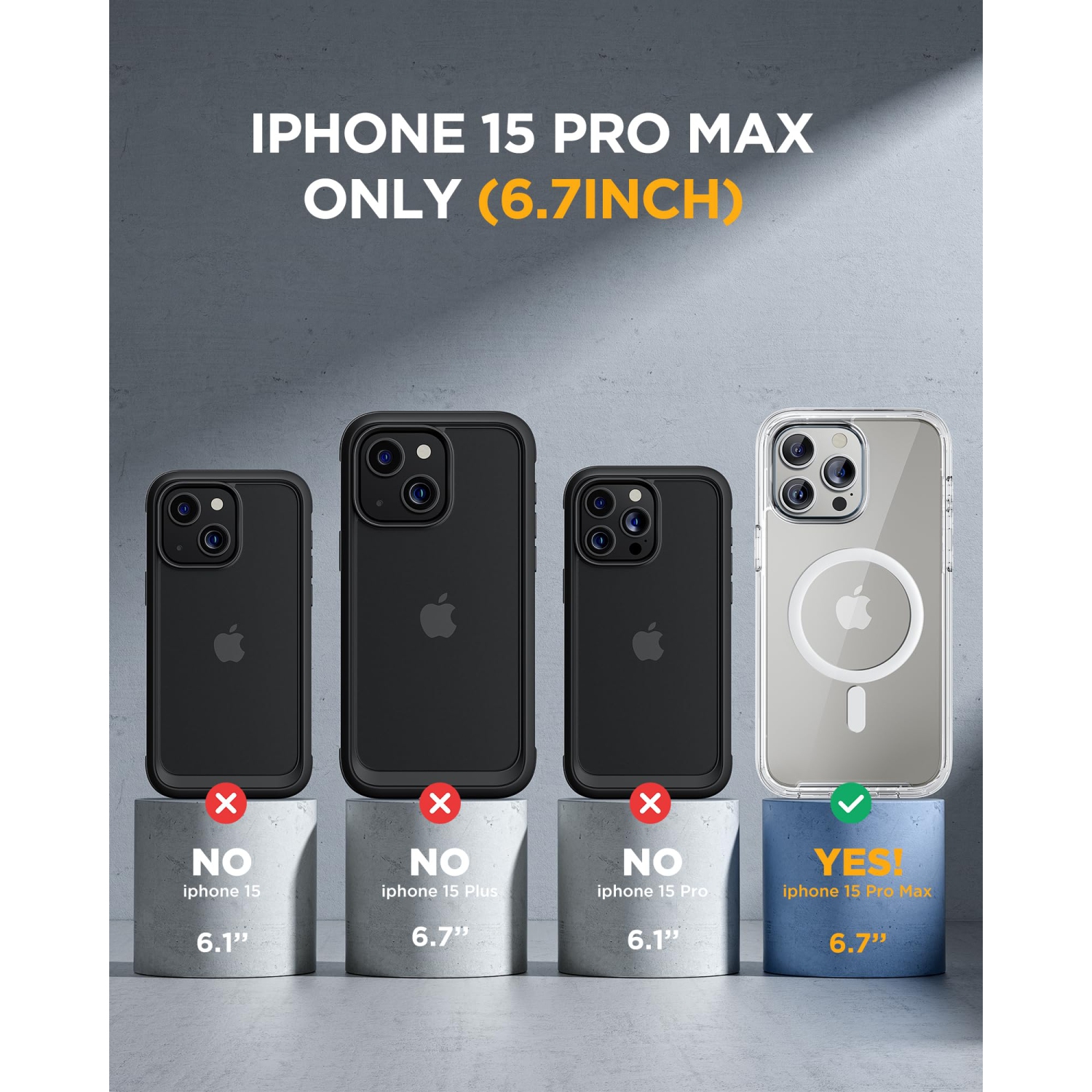 Magnétique pour étui iPhone 15 Pro Max 6,7 po, compatible avec étui protecteur intégral MagSafe pour téléphone avec protecteur d'écran en verre